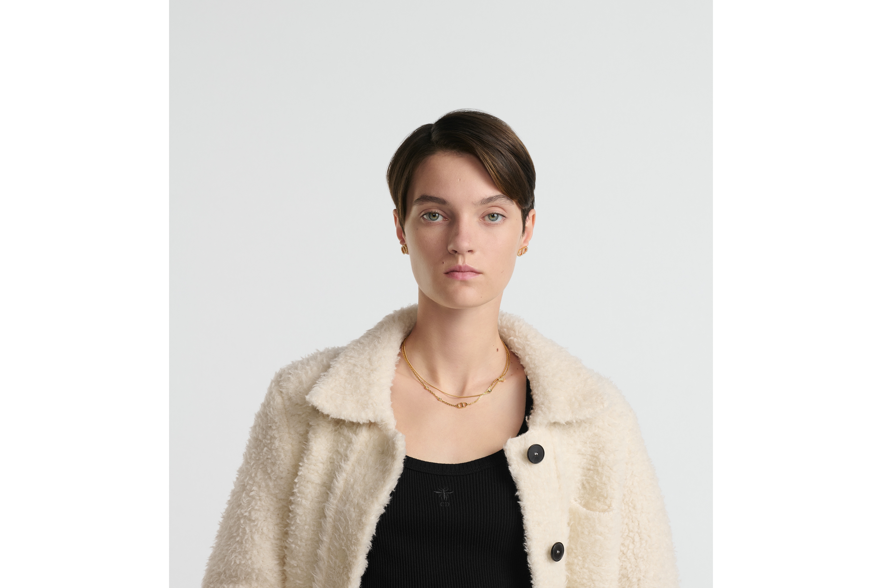 Look Caro Jacket Ecru Wool-Blend Fleece Knit E05