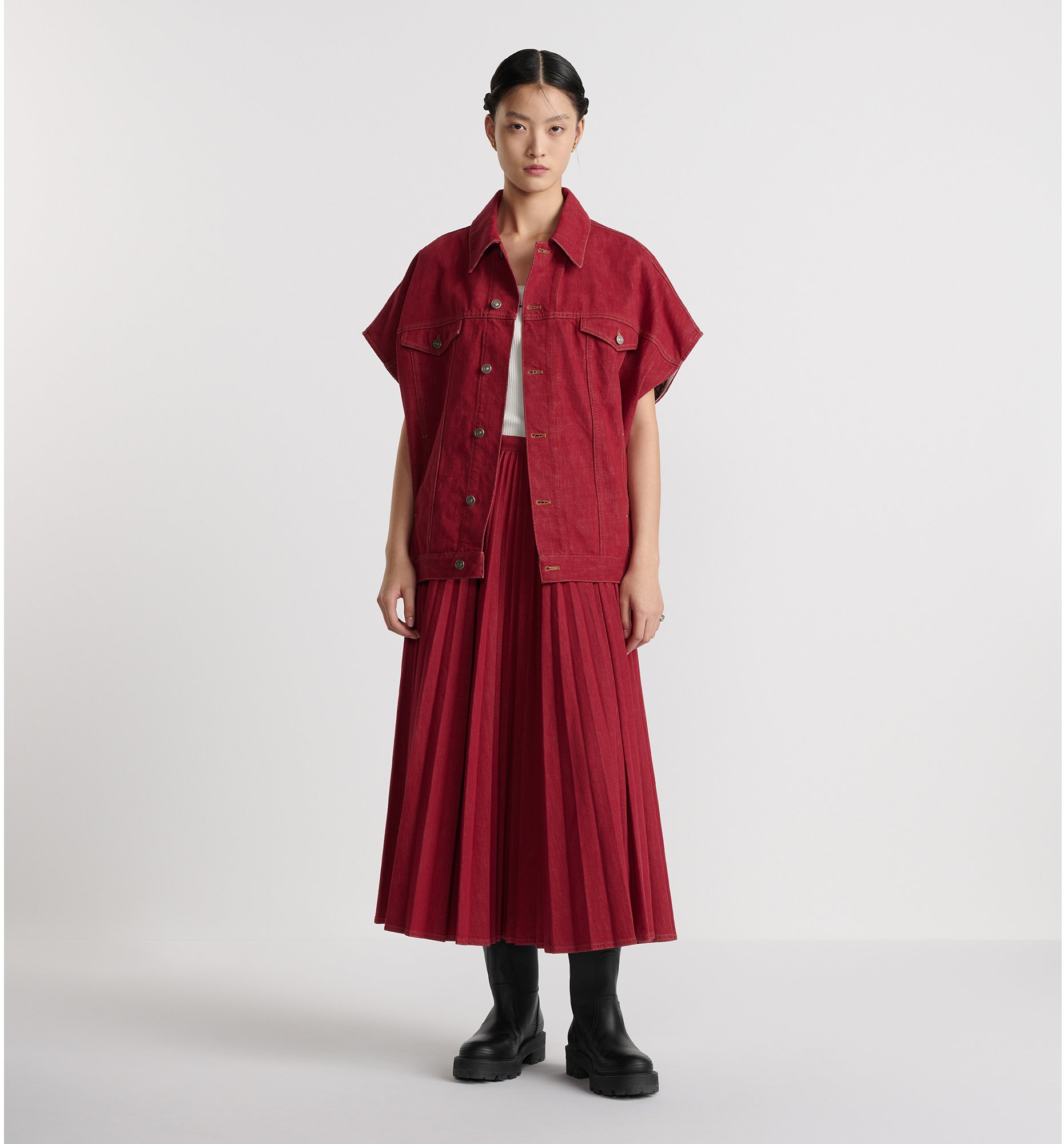 aria_look Pleated Mid-Length Skirt Front view