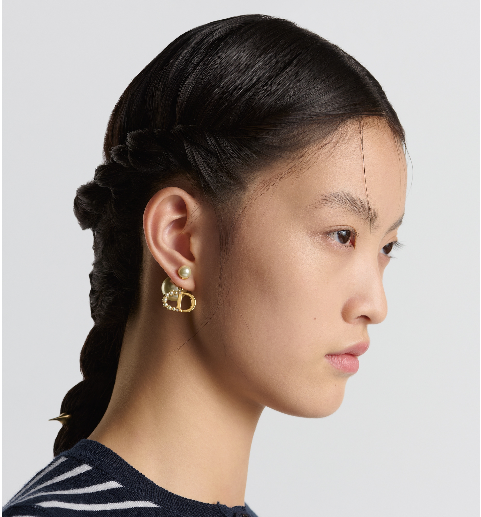 Dior Tribales Earrings Gold Finish Metal and White Resin Pearls DIOR
