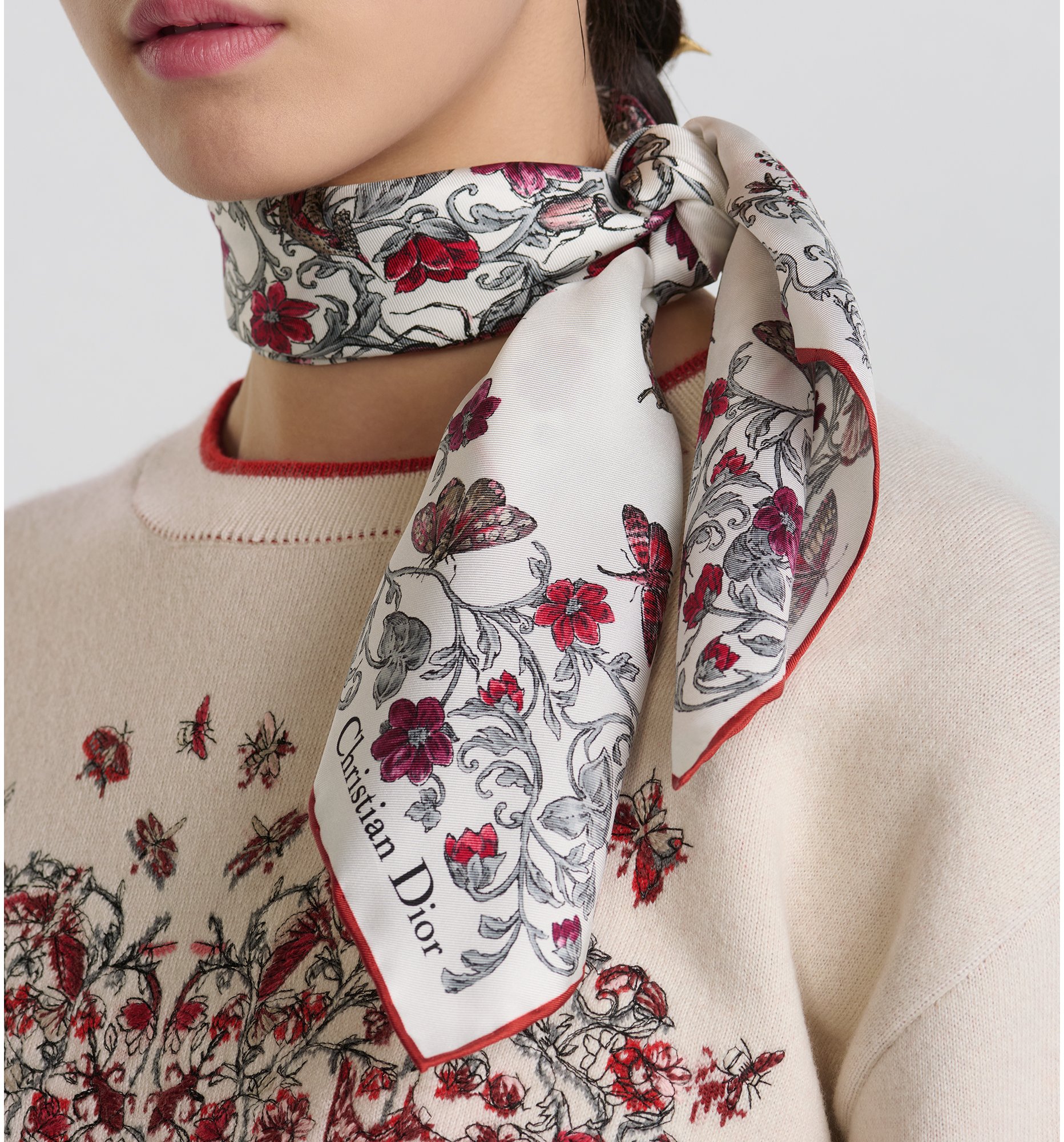 DIOR | Dioramour Cœur des Curiosités 70 スクエアスカーフ シルクツイル