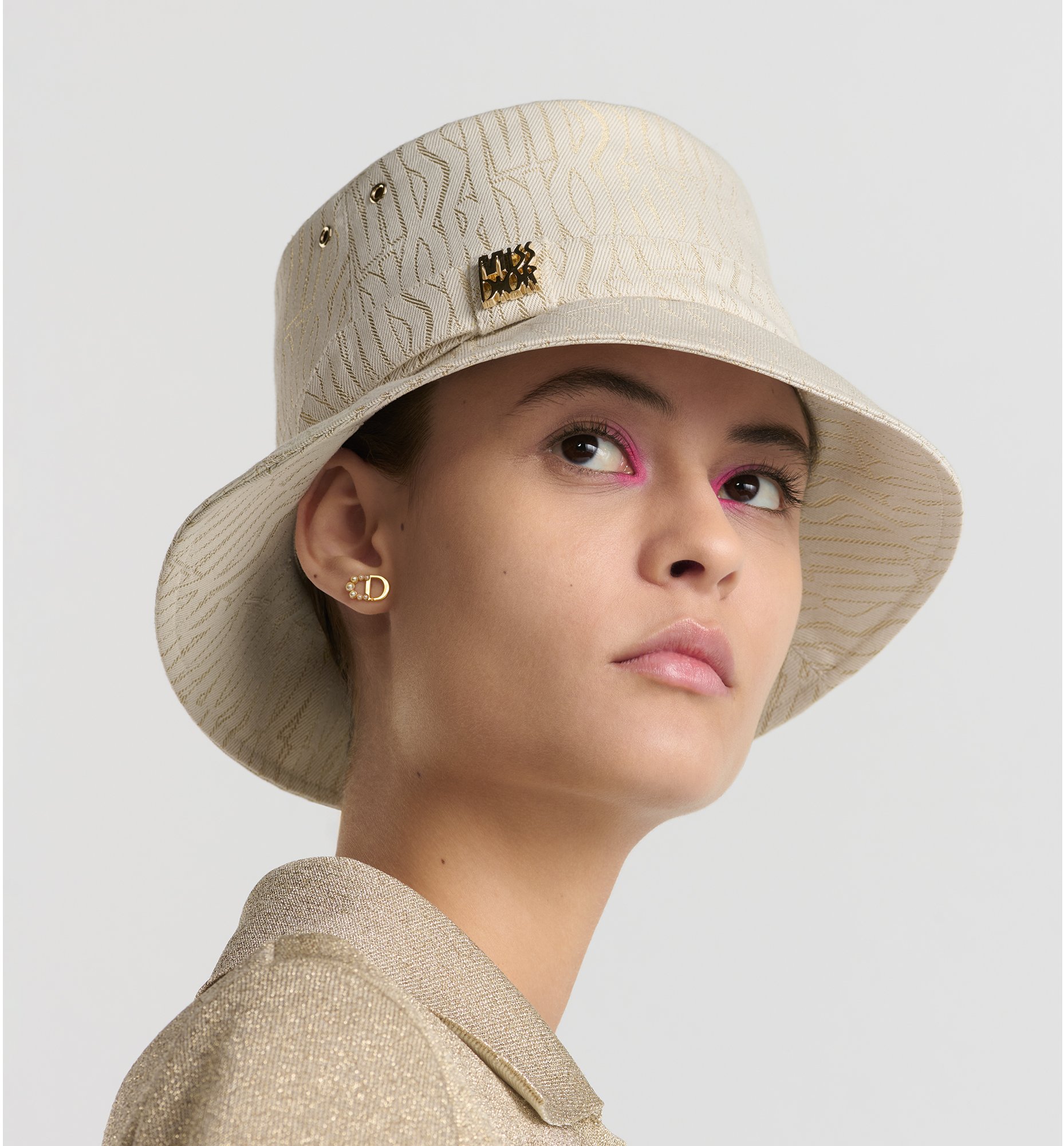 aria_look Dior Or Teddy-D Miss Dior Allover Small-Brim Bucket Hat Back view