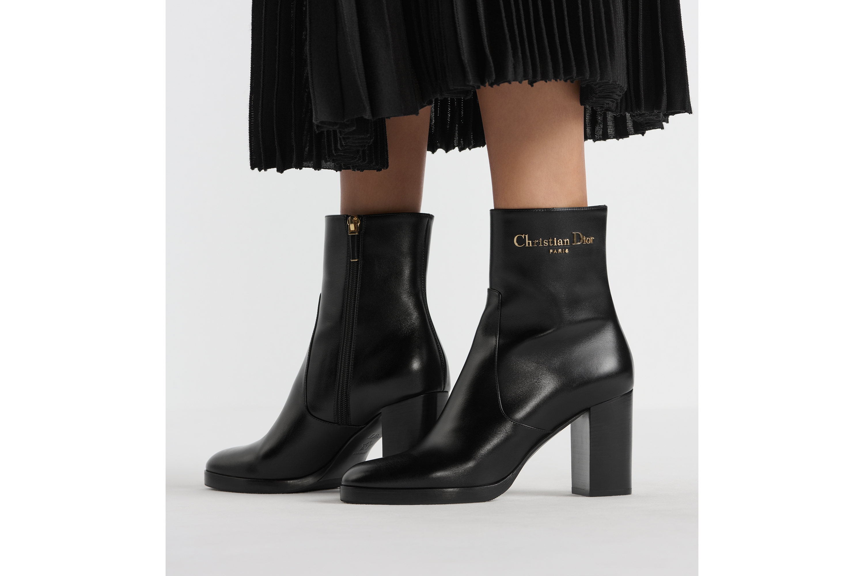 Look D-Town Heeled Ankle Boot Black Calfskin E16
