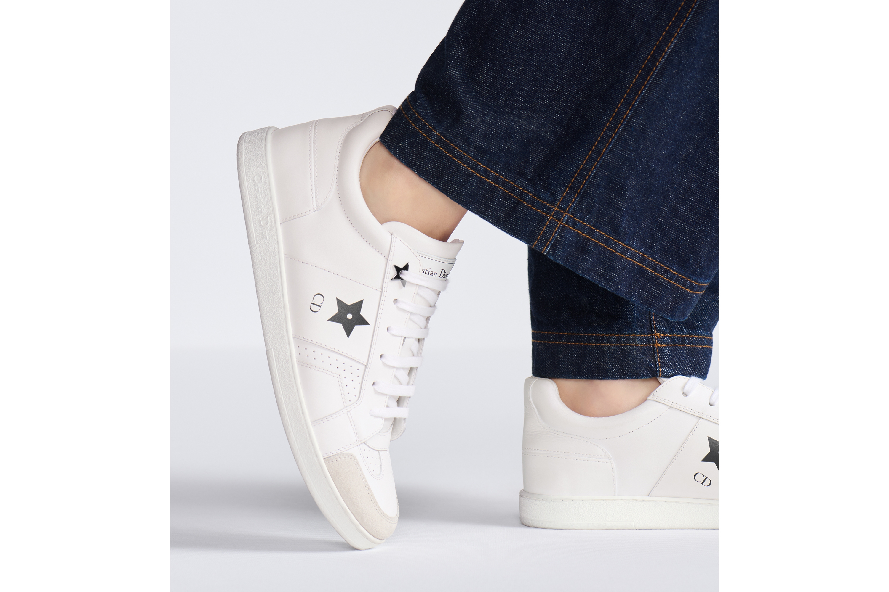 Look Dior Star Sneaker White Calfskin and Suede Calfskin E15