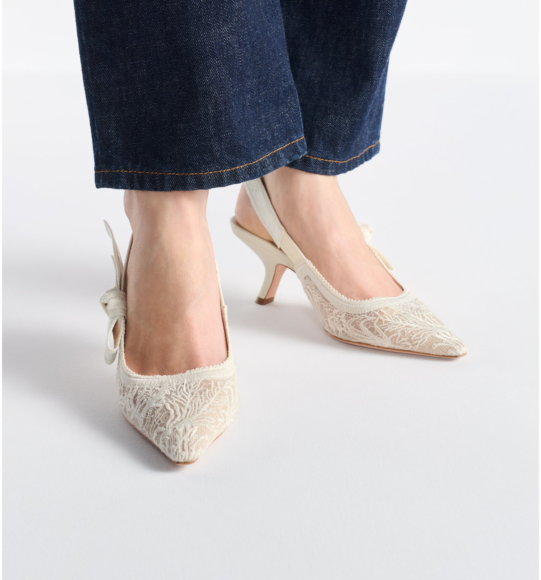 早割クーポン！ Slingback J'Adior Pump with Embroidered Mesh Transparent トップス