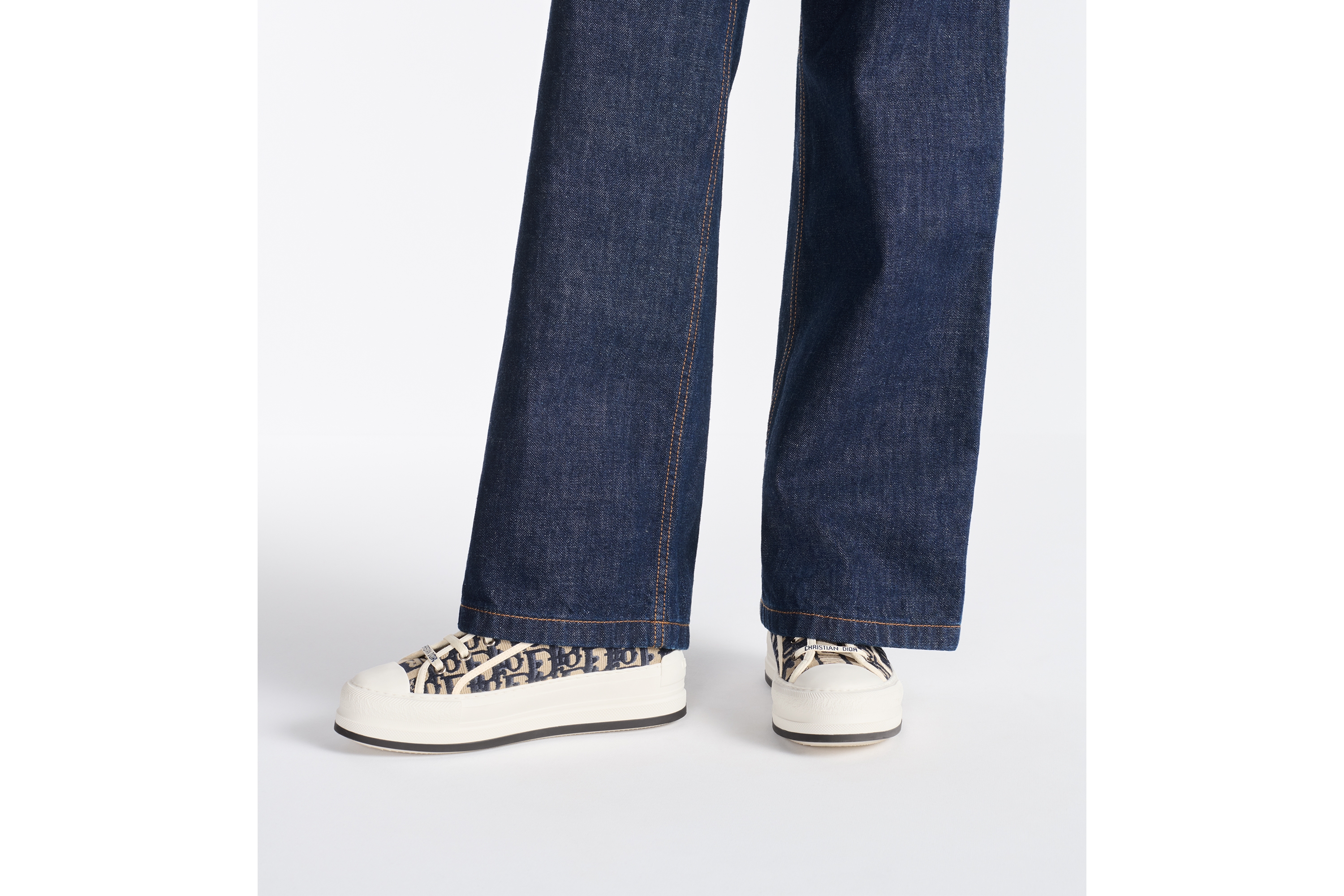 Look Walk'n'Dior Platform Sneaker Deep Blue Dior Oblique Embroidered Cotton E14