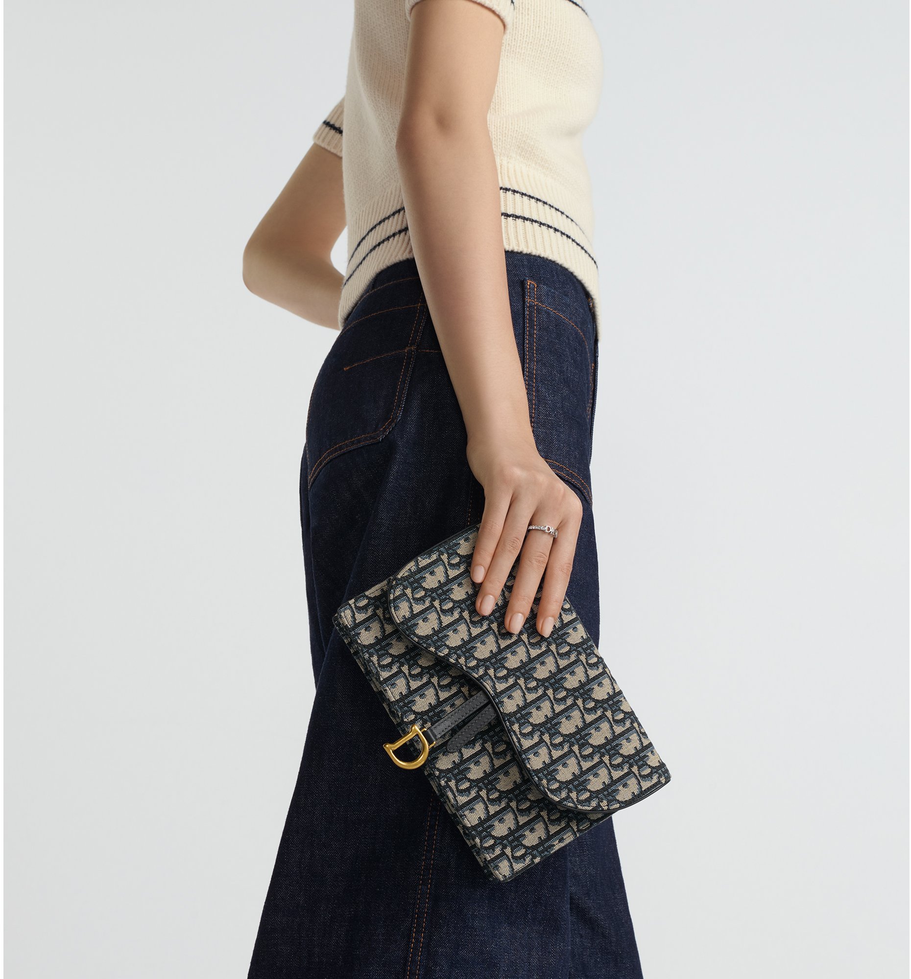 Saddle Pouch Blue Dior Oblique Jacquard DIOR