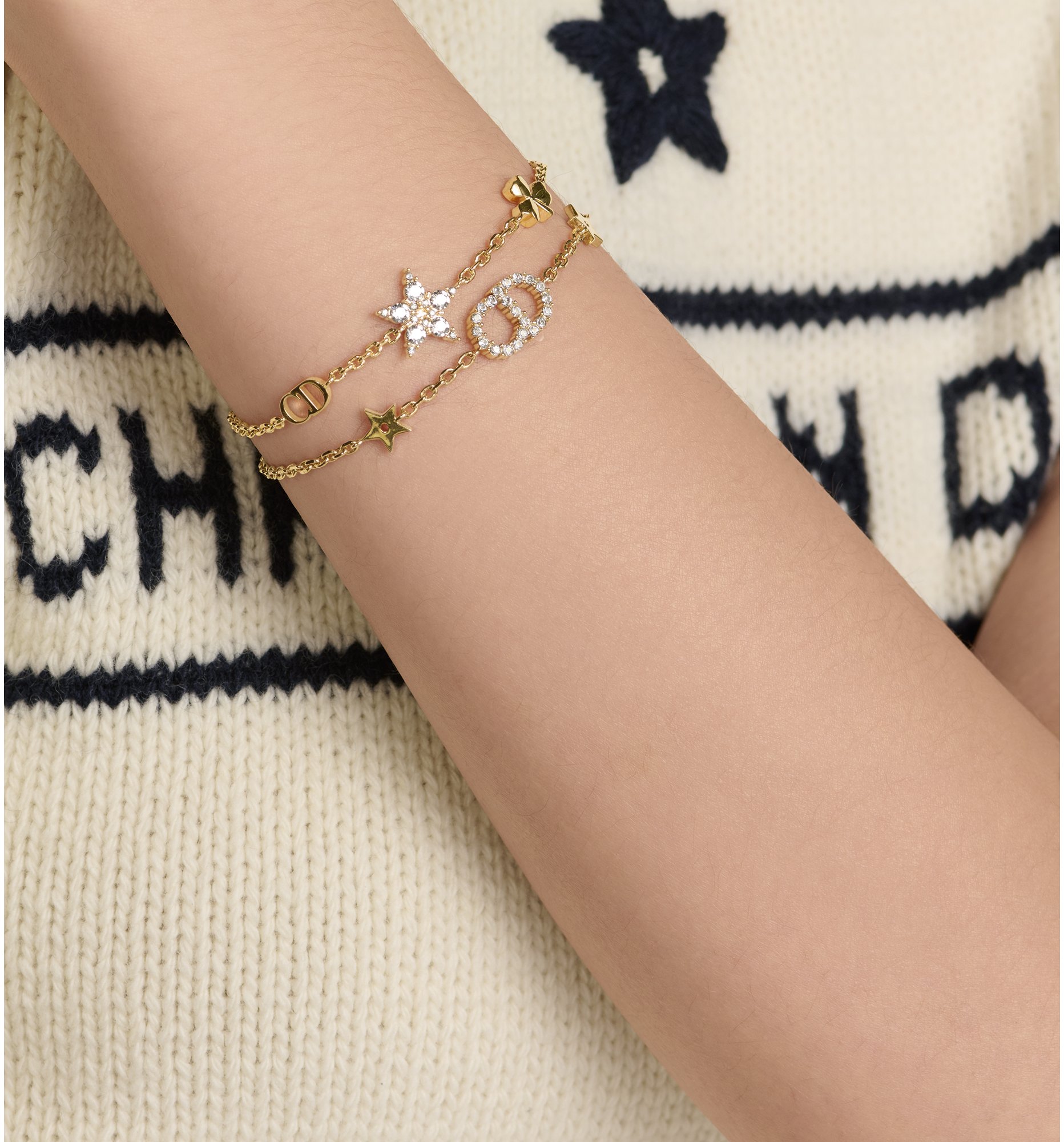 Clair D Lune Bracelet Set Gold-Finish Metal and White Crystals | DIOR