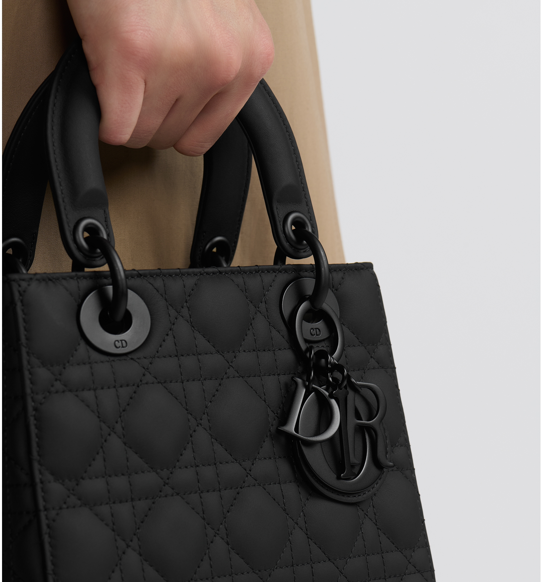 DIOR Small Lady Dior My AbCDior Bag Black Ultramatte Cannage Calfskin Women