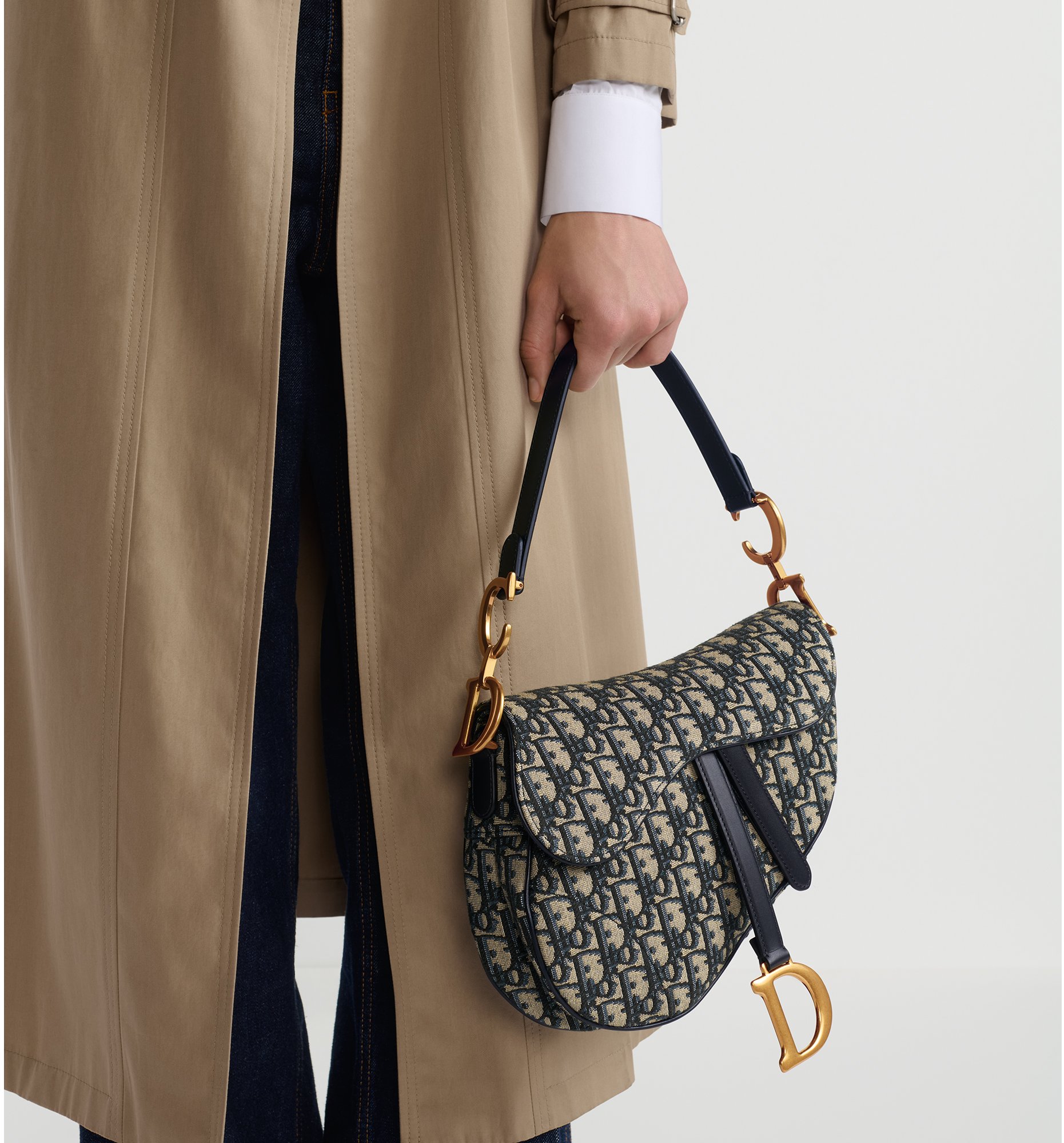 Borsa a tracolla Saddle Jacquard Dior Oblique blu DIOR