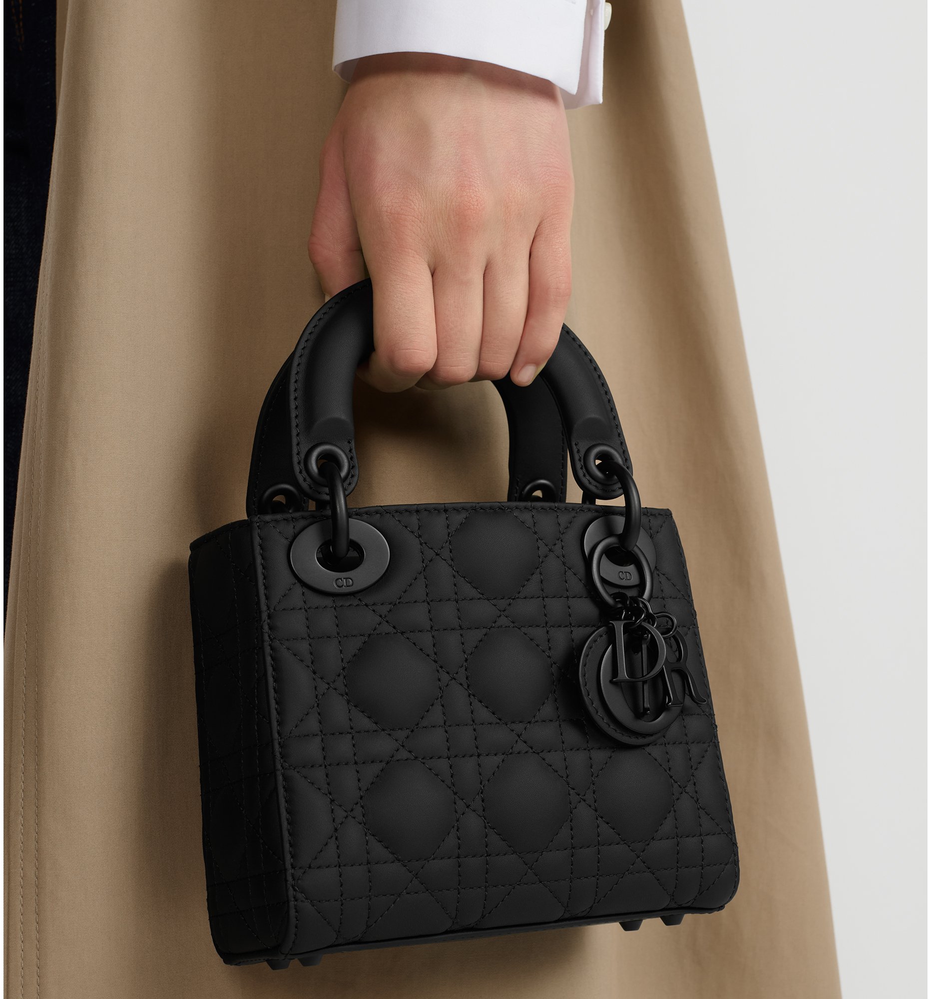 Mini Lady Dior Bag Black Ultramatte Cannage Calfskin DIOR