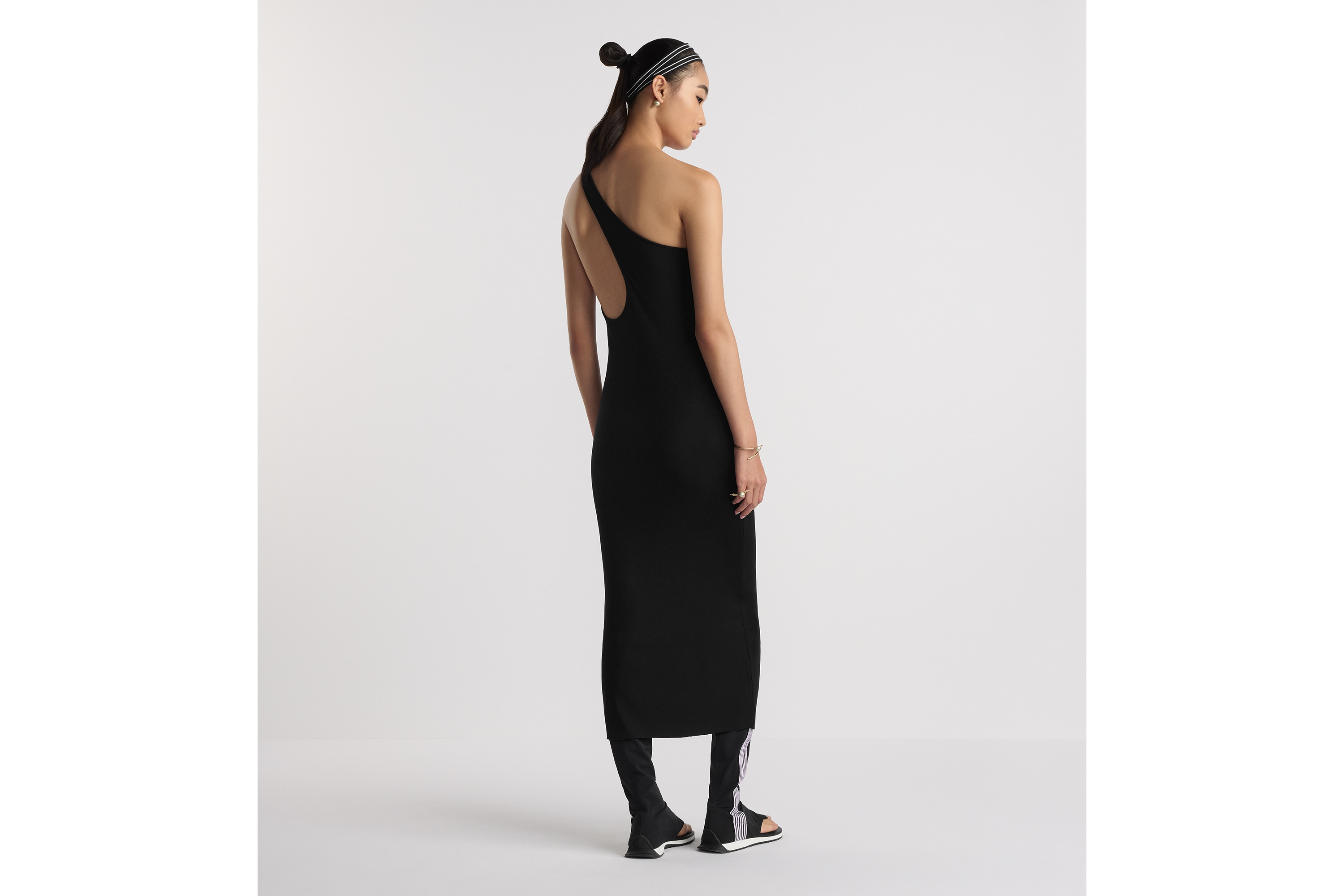 アシンメトリー ミディドレス シルクニット E03