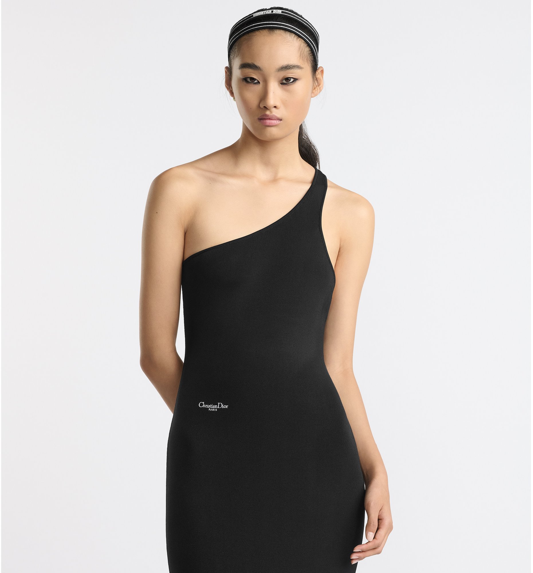 aria_look Mid-Length Asymmetric Dress Three quarter opened view