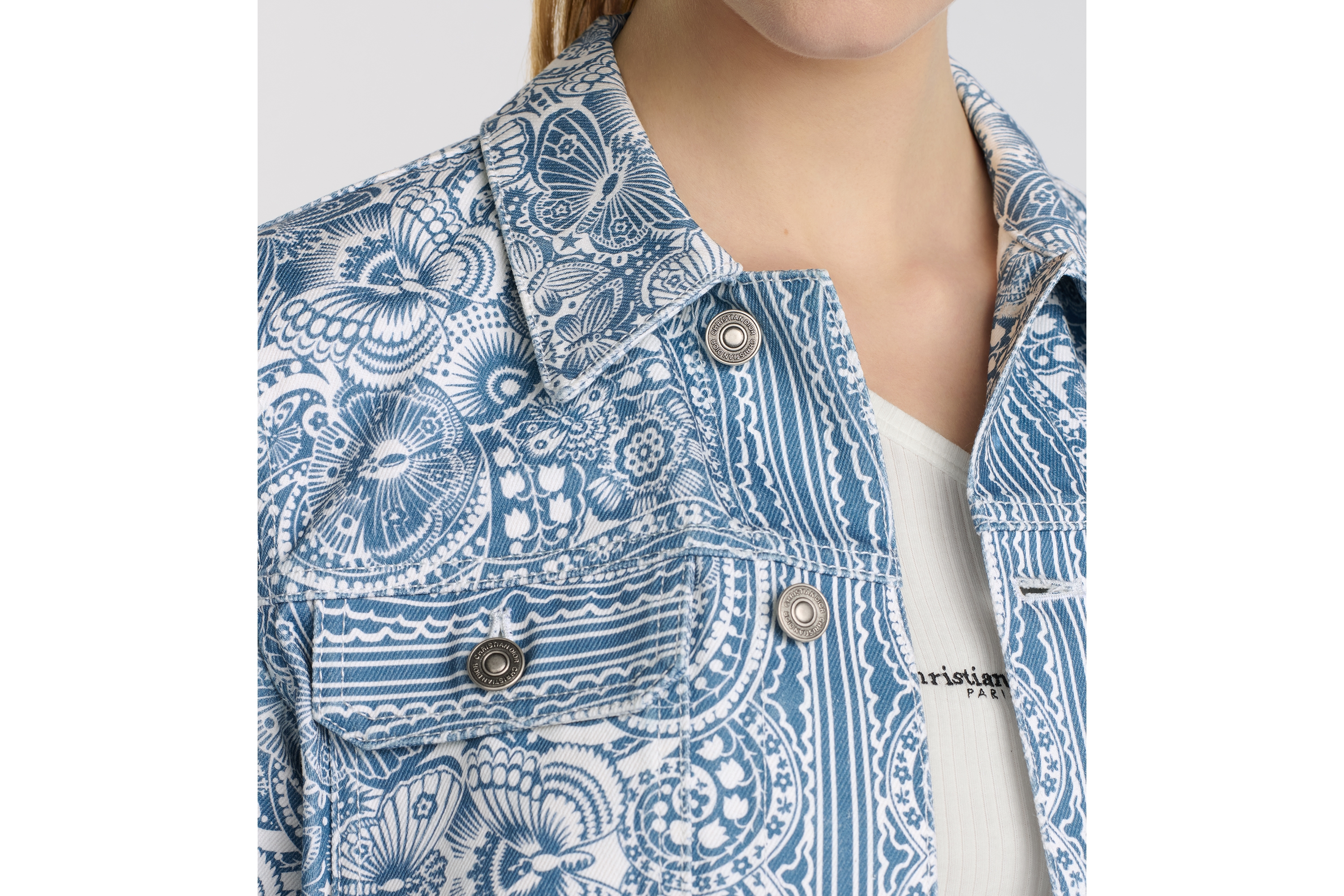 Trojan Giacca Mac In Cotone Effetto Pesca Con Finiture Paisley - Blu Navy 4XL - 4
