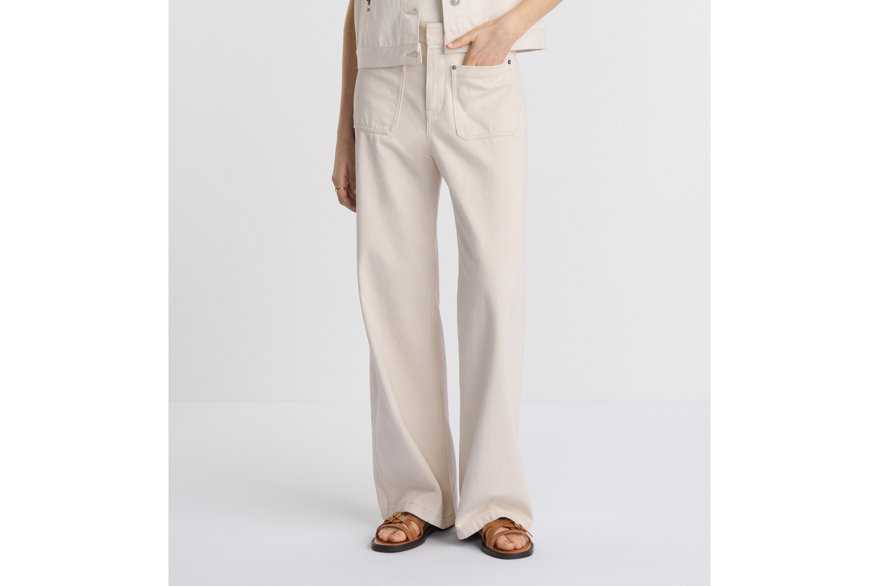 フレアジーンズ コットンデニム & ディオール オブリーク E14