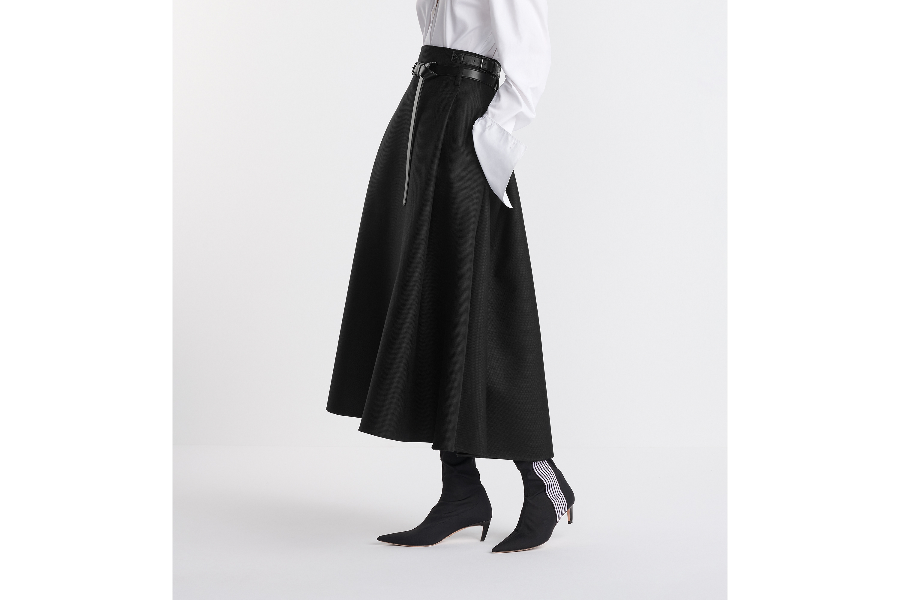Mid-Length Belted Skirt