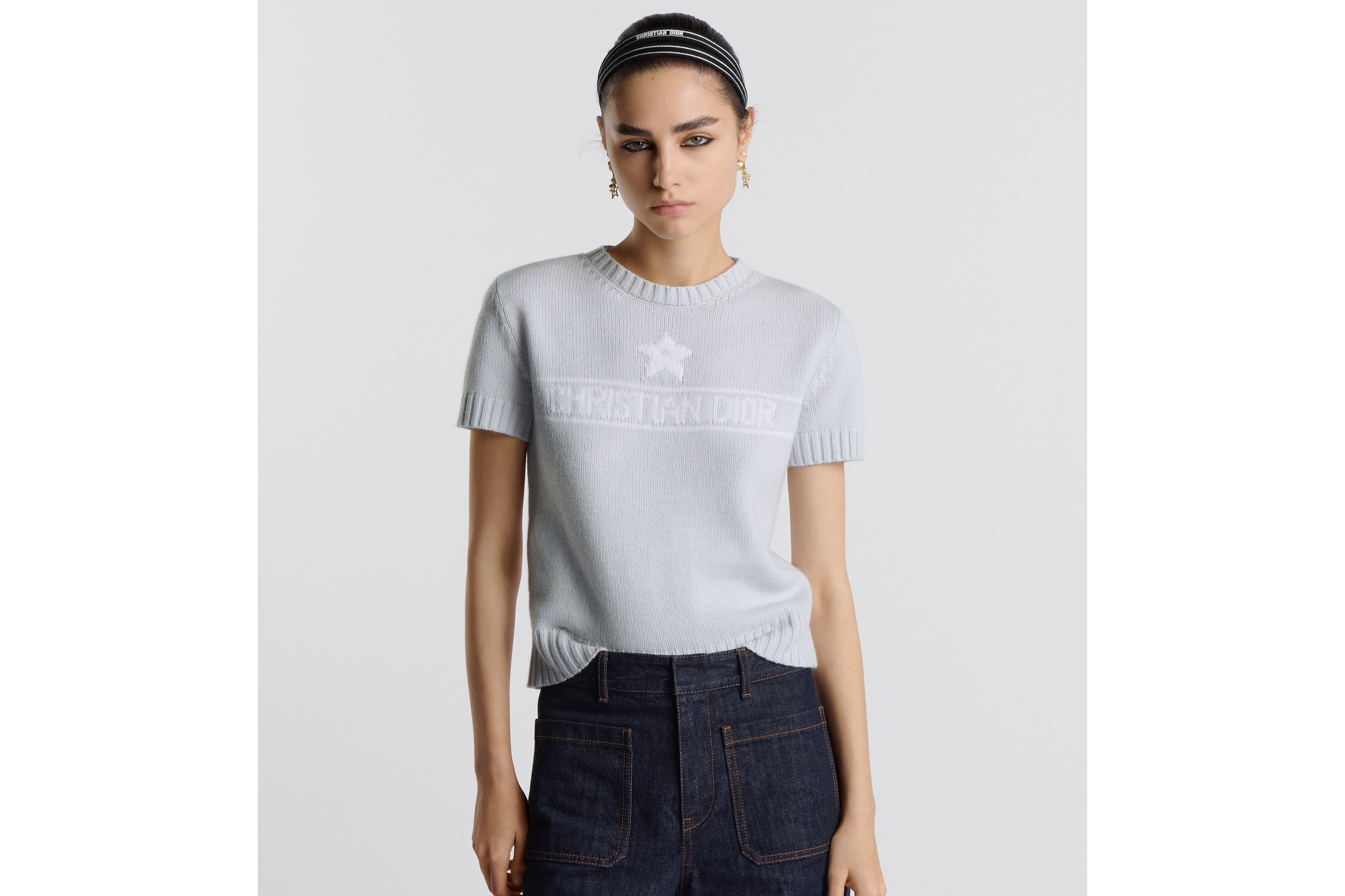 Look Short-Sleeved Sweater Blue Cashmere Knit E04