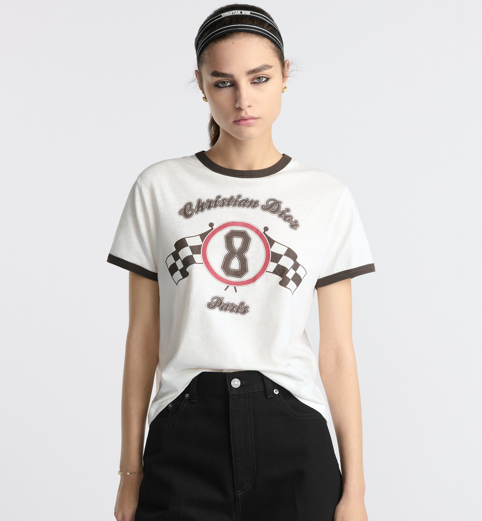 T-Shirt White, Black and Red Dior Race Cotton and Linen T-Shirt White, Black and Red Dior Race Cotton and Linen