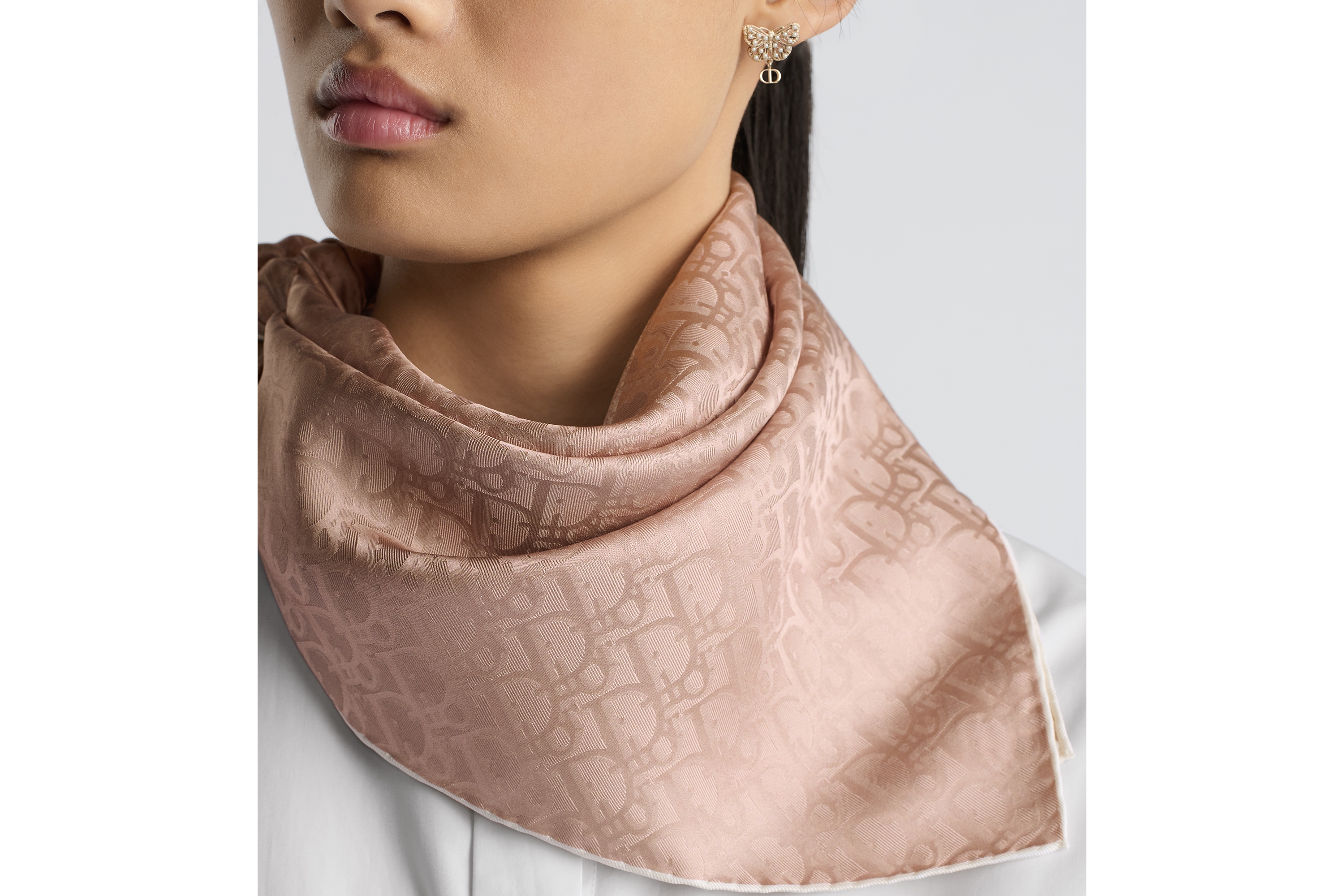 Look Dior Oblique 70 Square Scarf Rose des Vents Silk Twill E12