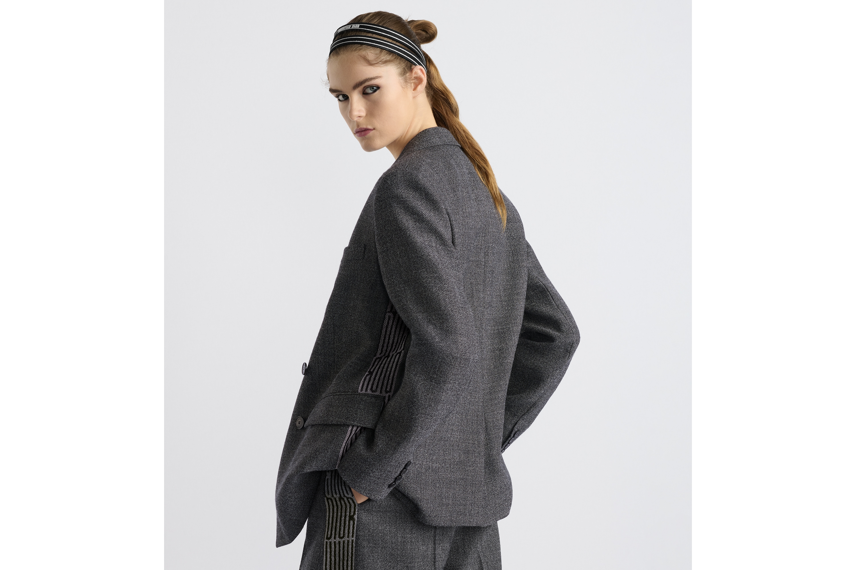 Look Blazer Gray Lightweight Virgin Wool with Dior Graphique Motif E05