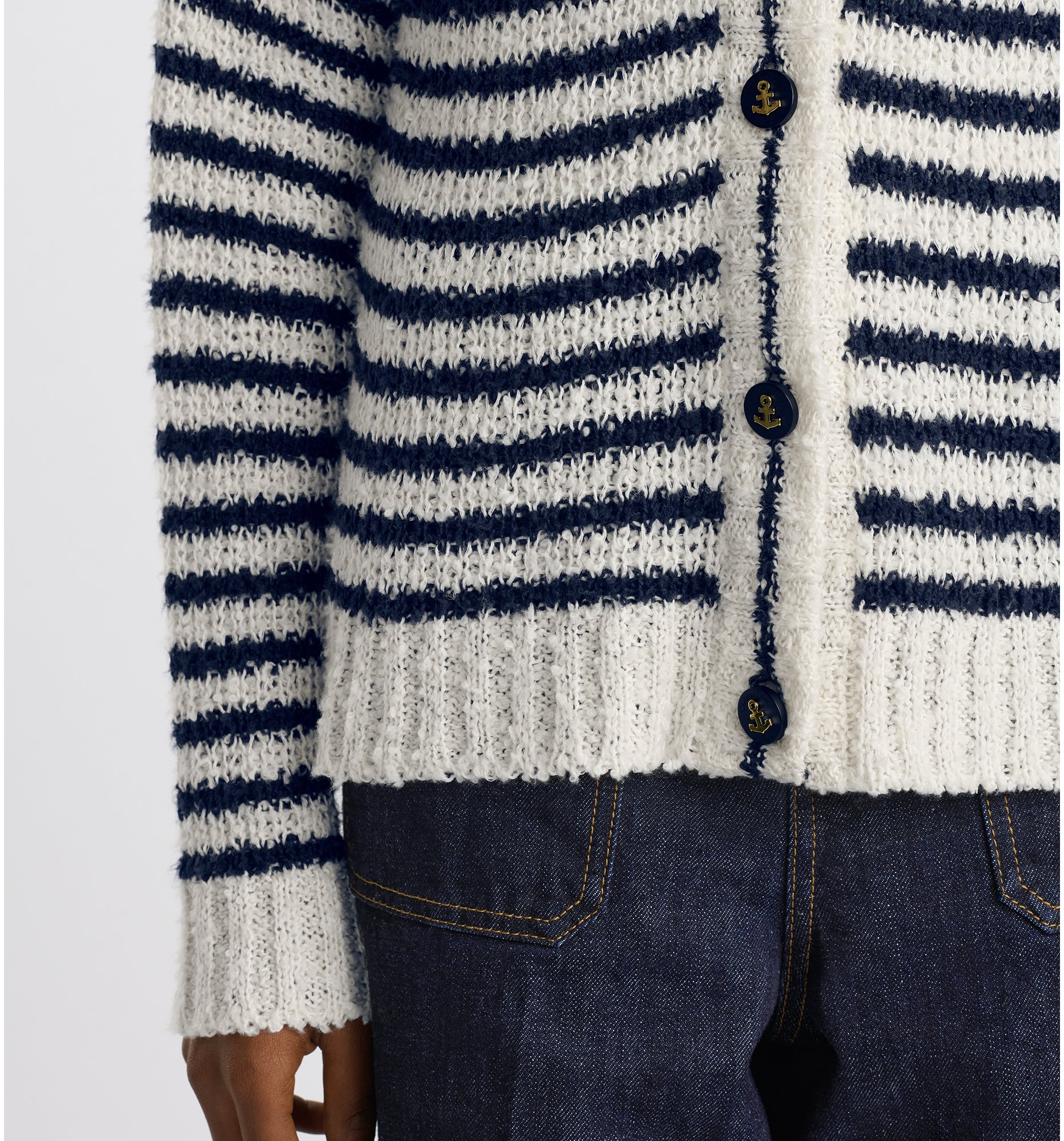 現行品　ディオール　Dior Marinière カーディガン ニット　カシミヤ Dior Marinière Cardigan Navy Blue and Ecru D-Stripes Virgin Wool