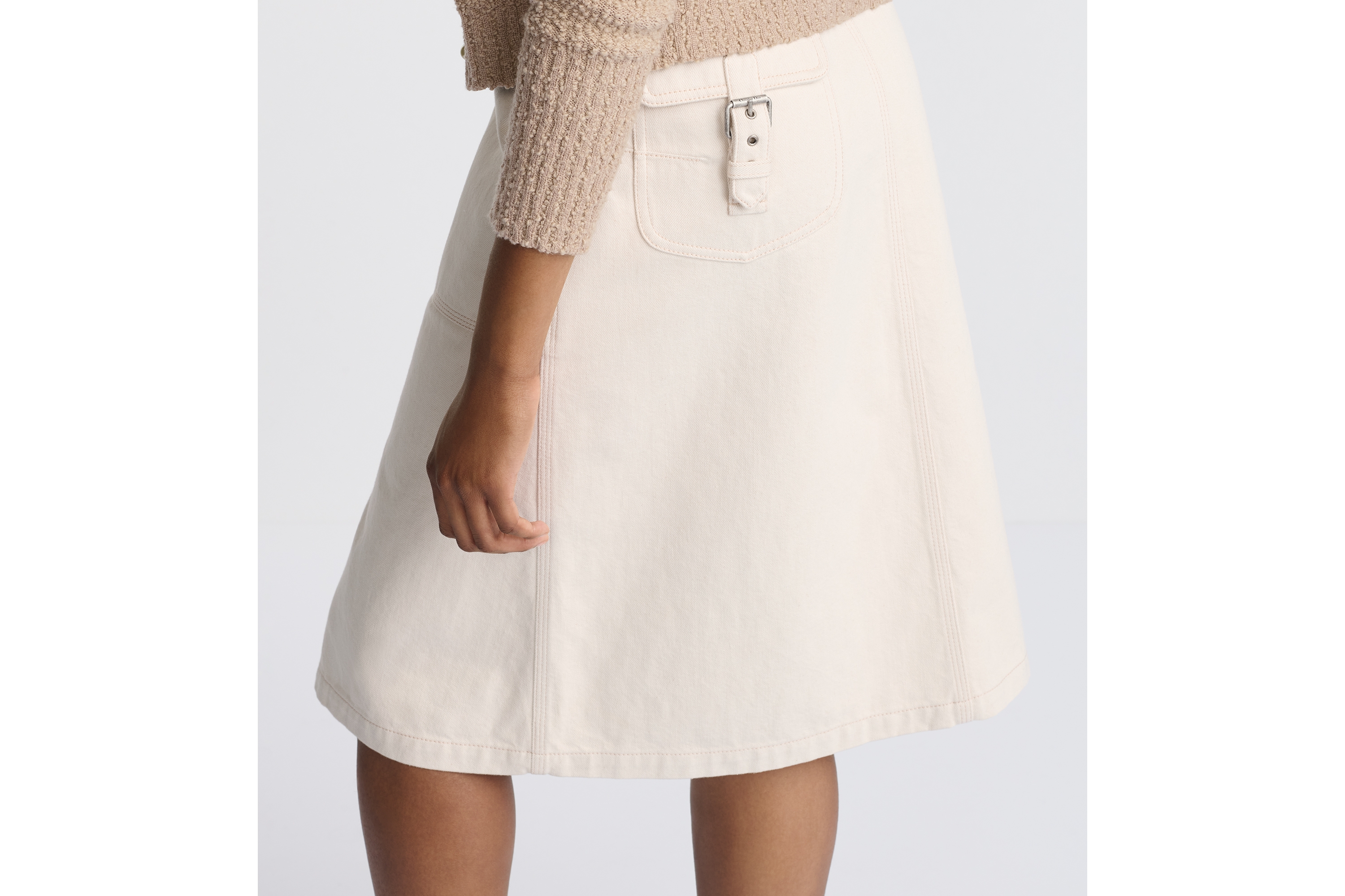 ベルト付き スカート コットンデニム & ディオール オブリーク E10