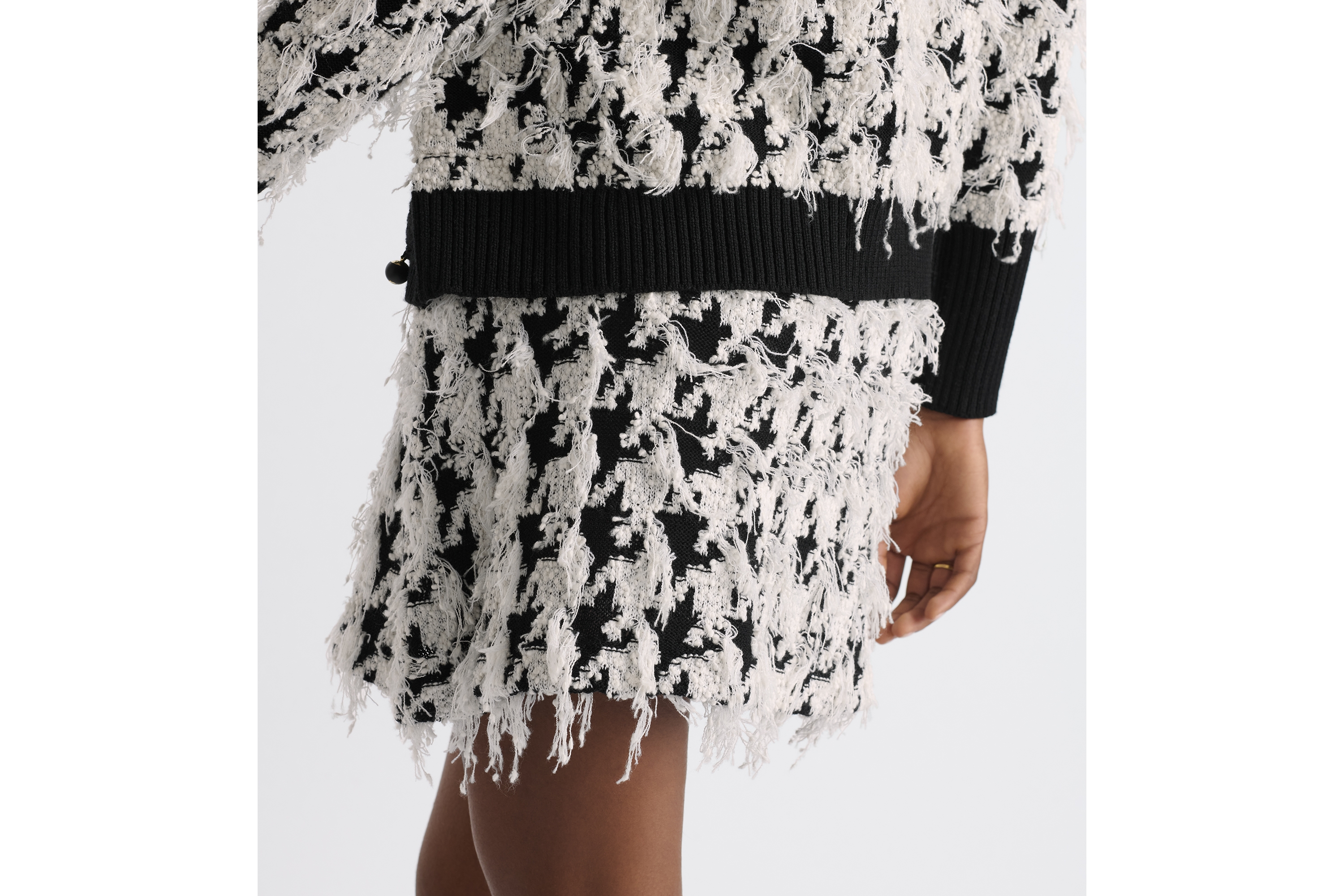 フレア ミニスカート ハウンドトゥース ウール & コットン フィルクーペ ニット E13