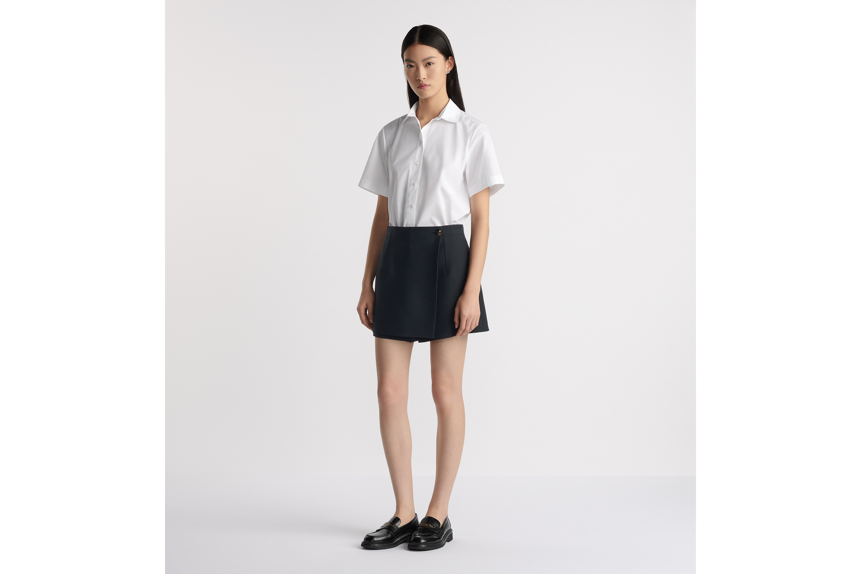 Look Cropped Button-Up Blouse White Cotton Poplin E01