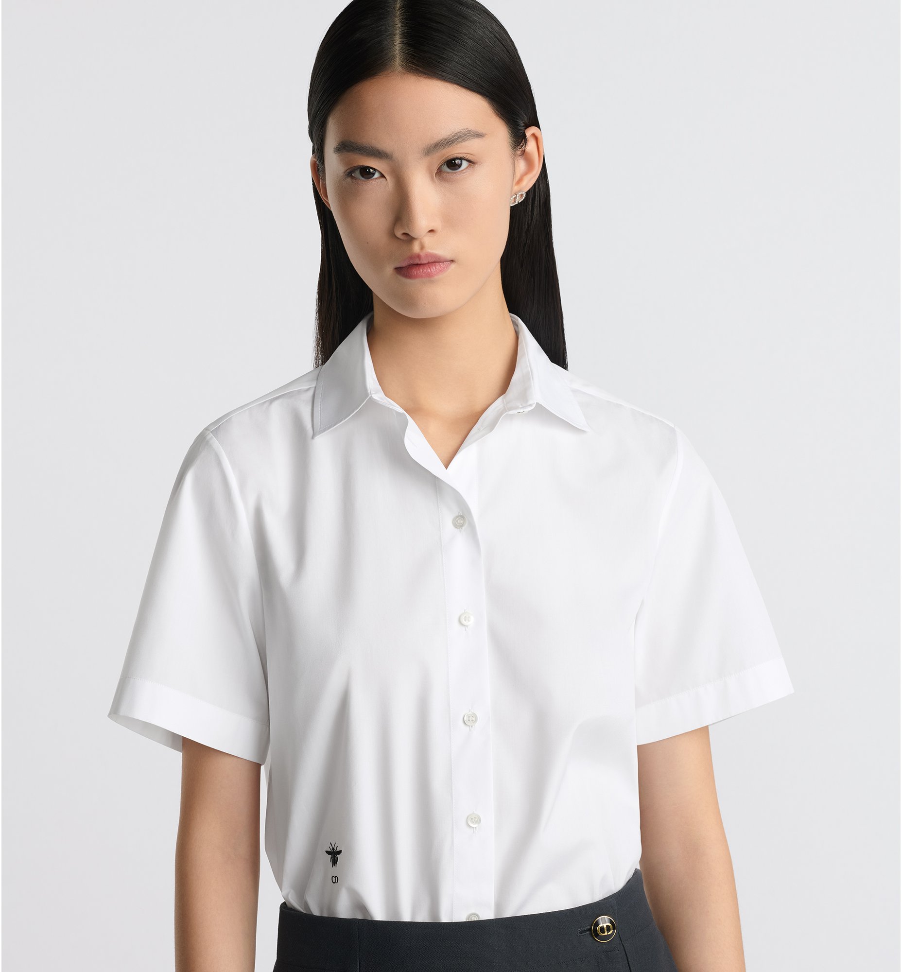 aria_look Cropped Button-Up Blouse Worn view cropped