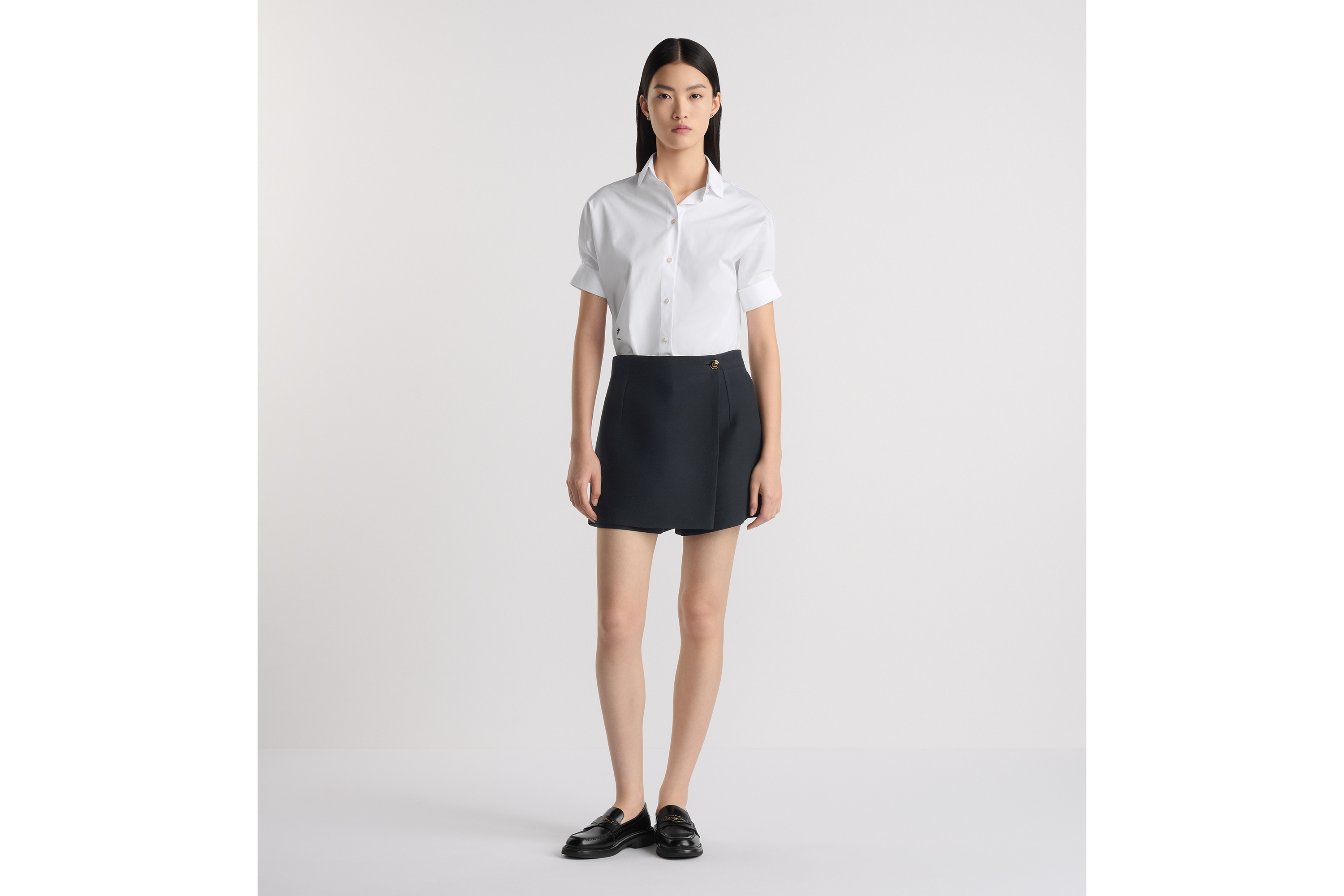 Look Blouse with Puff Sleeves White Cotton Poplin E01