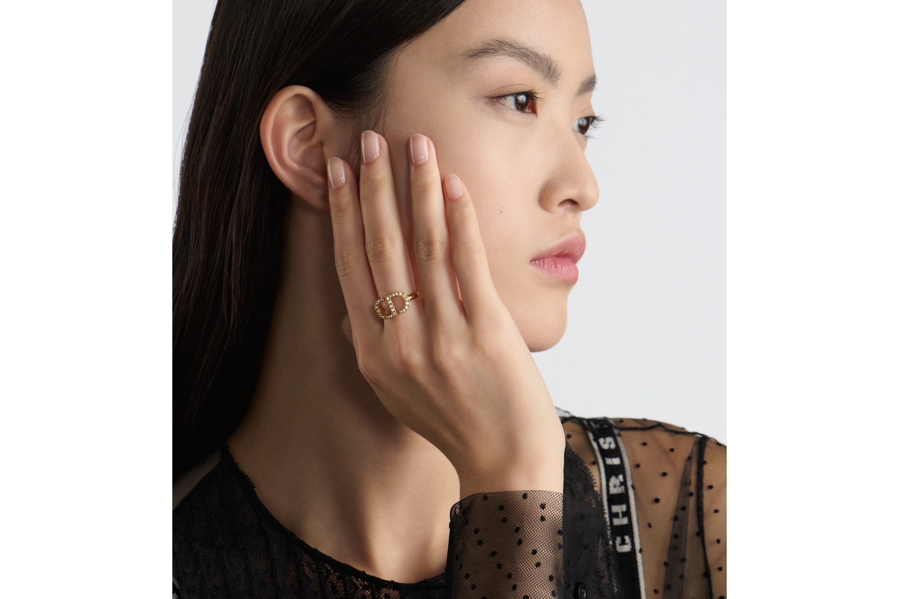 look_image_alt_prefix Petit CD-ring Metaal met goudkleurige afwerking en zilverkleurige kristallen E11