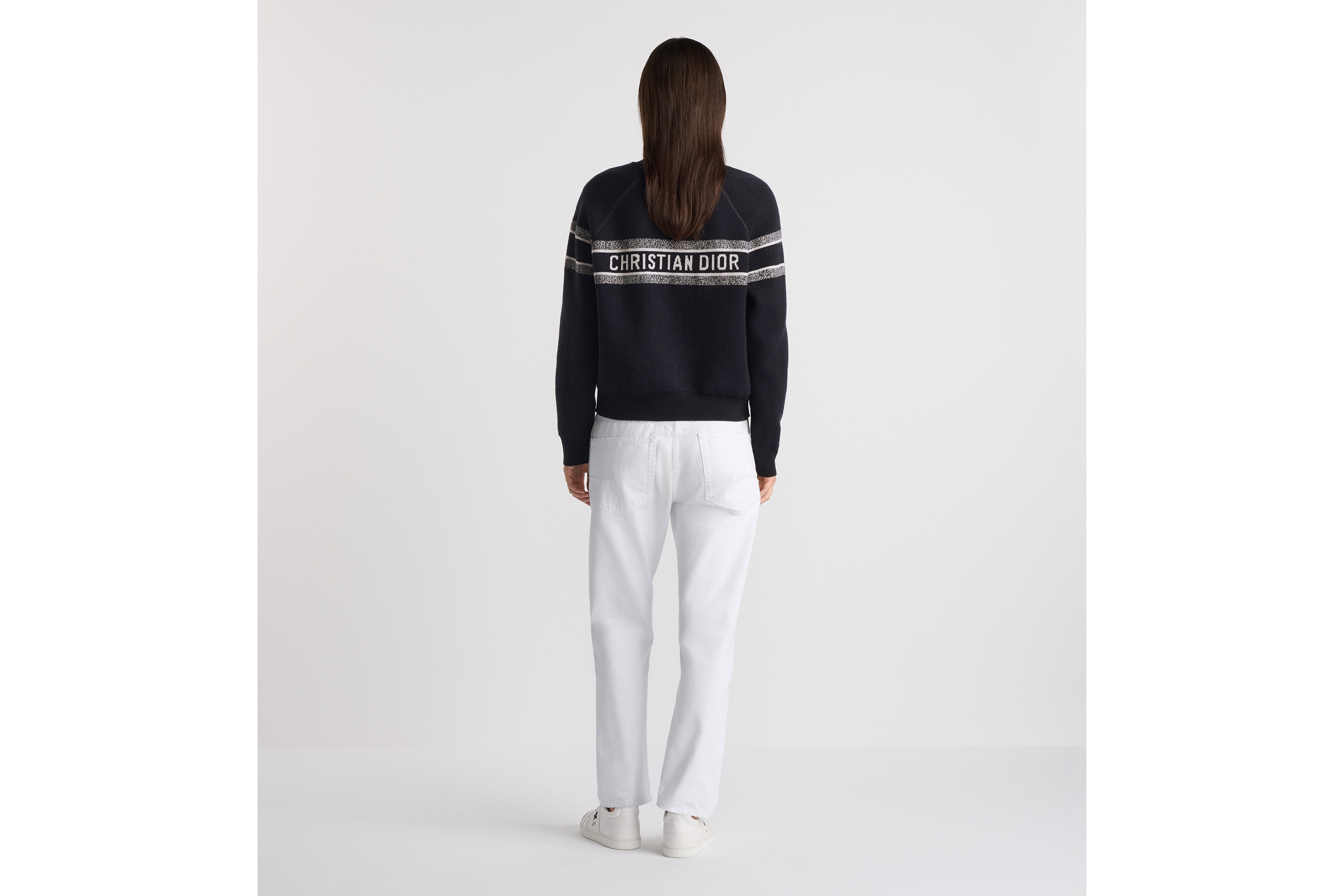 look_image_alt_prefix Dubbelzijdige trui met ronde hals Blauw dubbelzijdig technisch kasjmier met Dior Oblique-motief E03