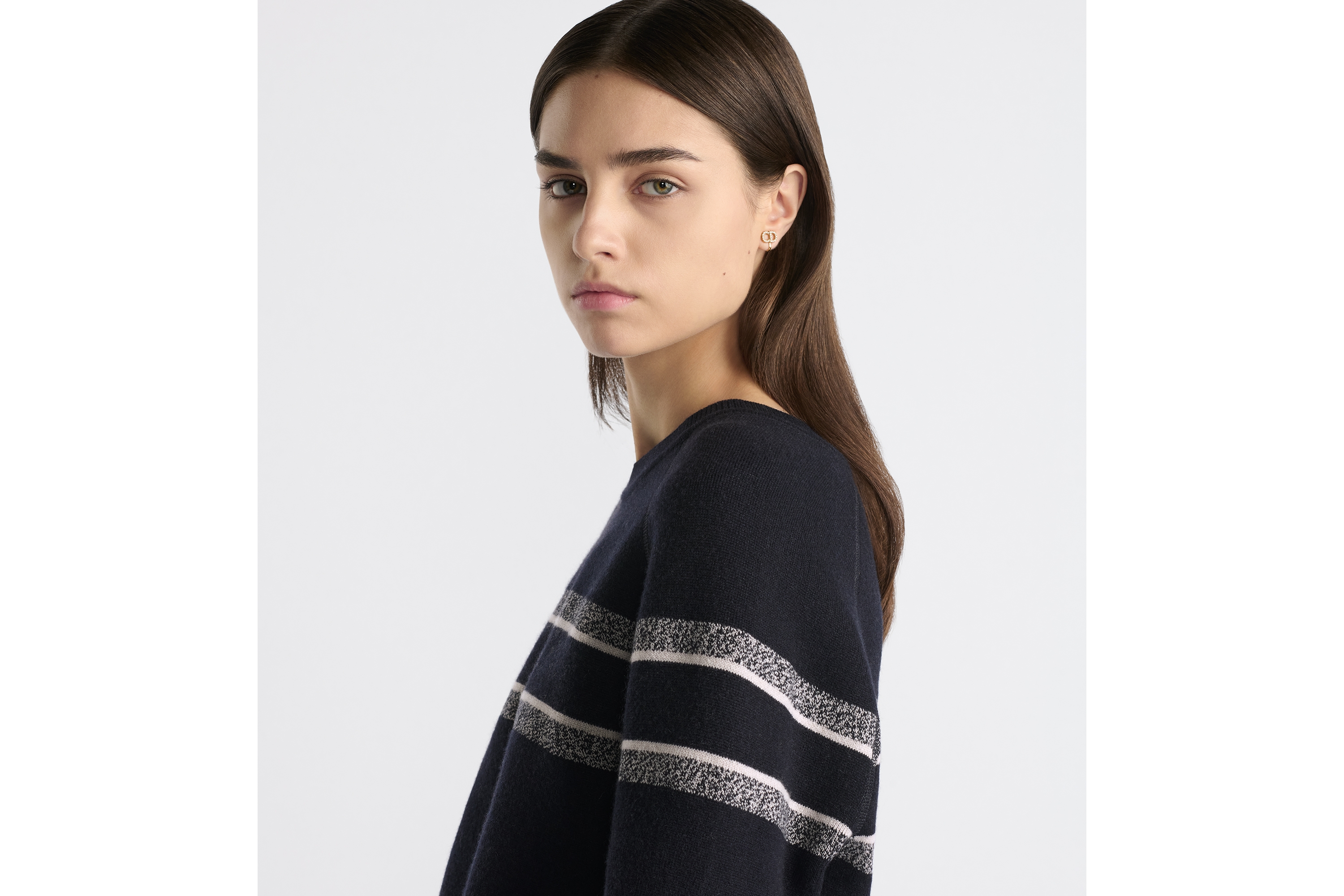 look_image_alt_prefix Dubbelzijdige trui met ronde hals Blauw dubbelzijdig technisch kasjmier met Dior Oblique-motief E05