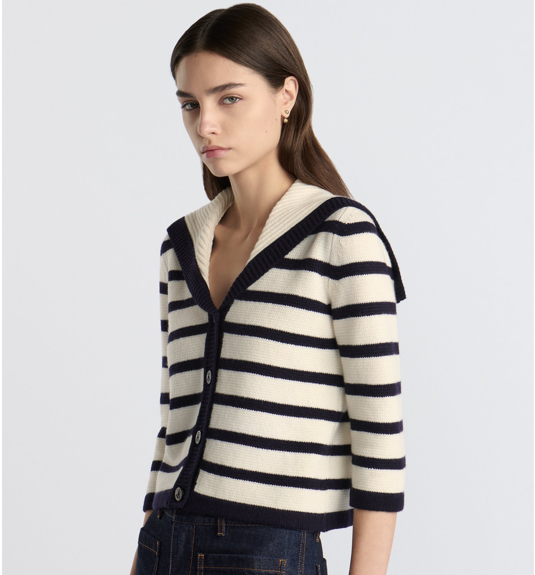 aria_look Dior Marinière Cardigan Three quarter opened view