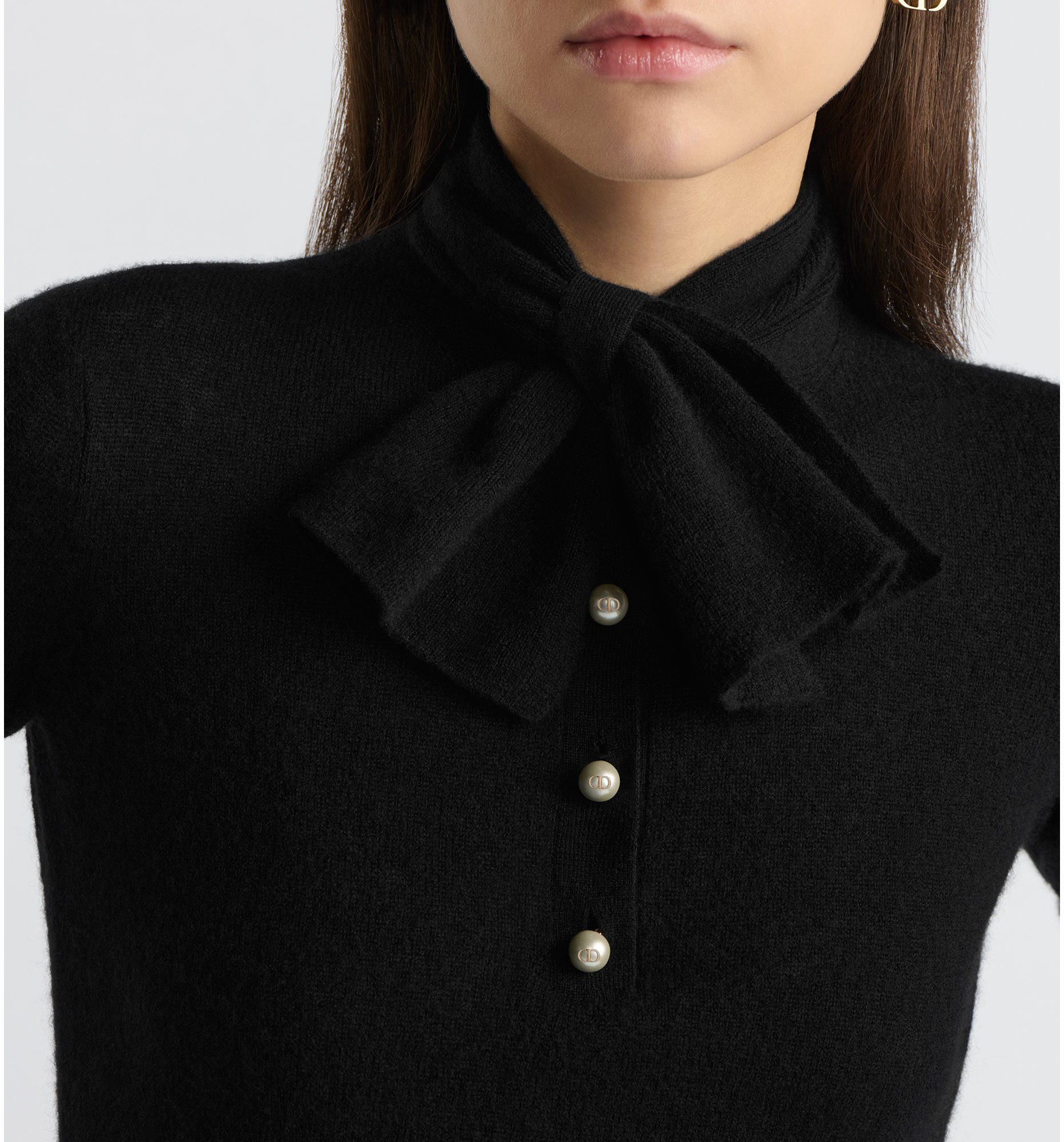 Pull à col noué Maille de cachemire noir | DIOR
