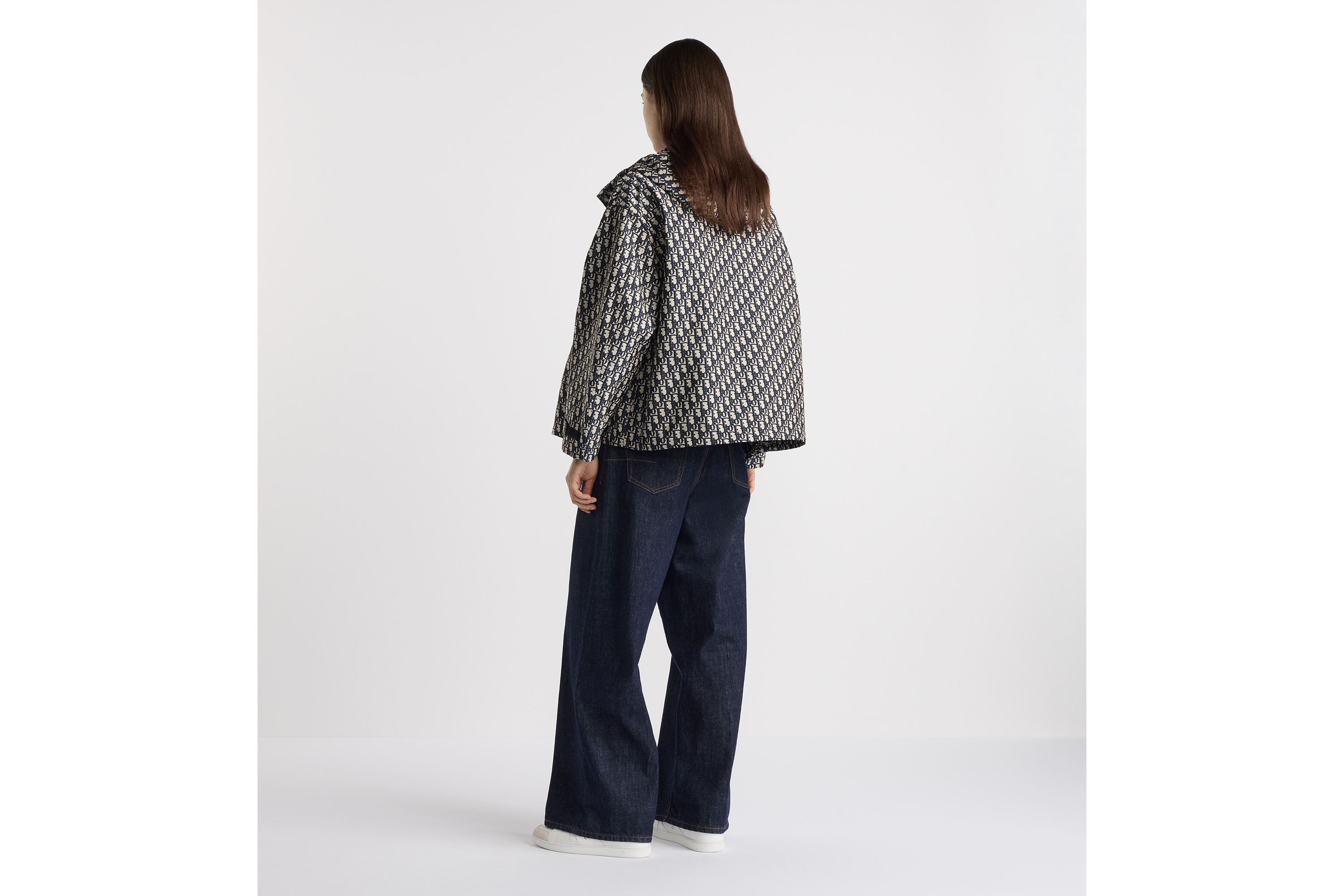 Look Hooded Jacket Blue Jacquard Technical Taffeta with Dior Oblique Motif E03