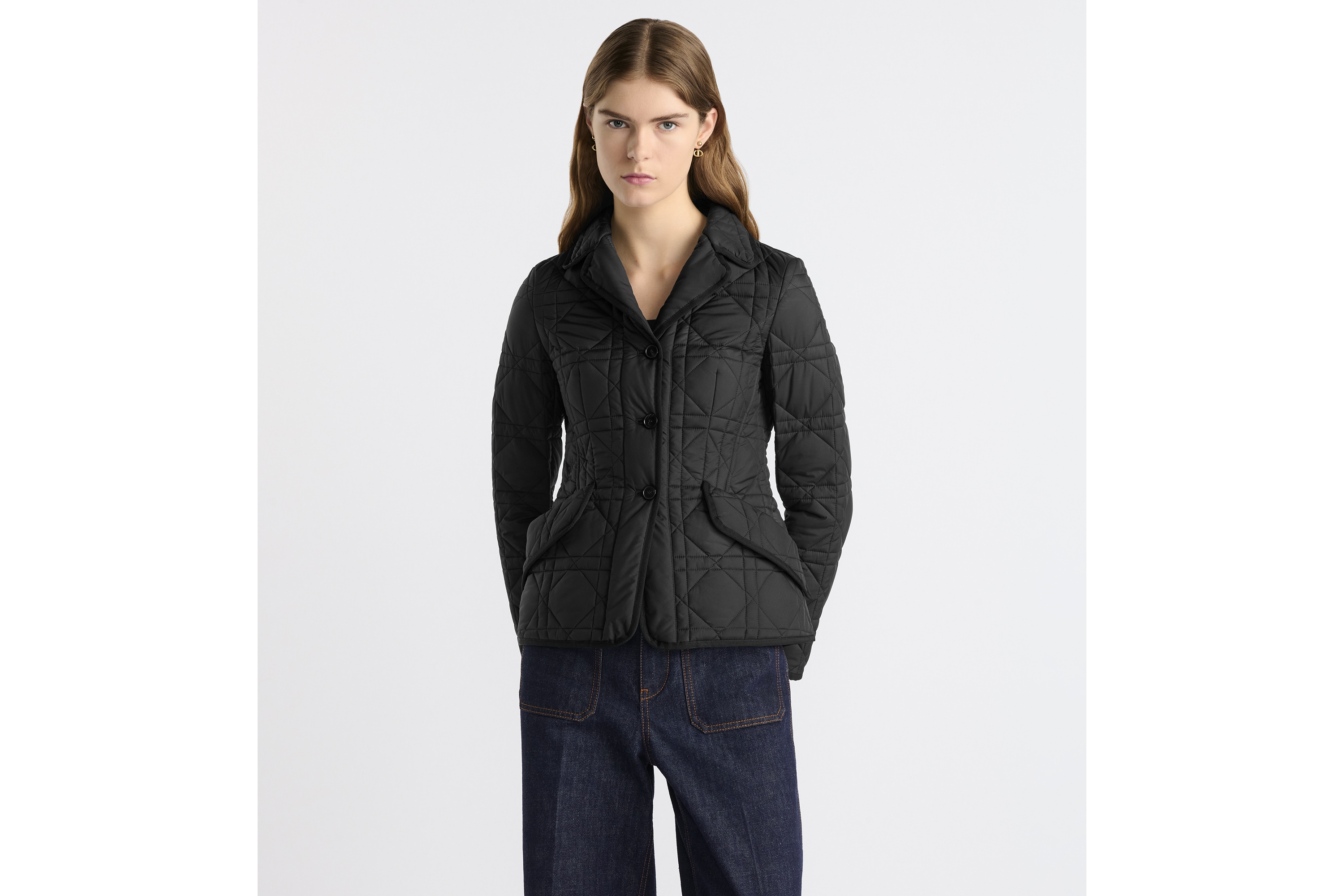 Look Macrocannage Bar Jacket Black Quilted Technical Taffeta E04