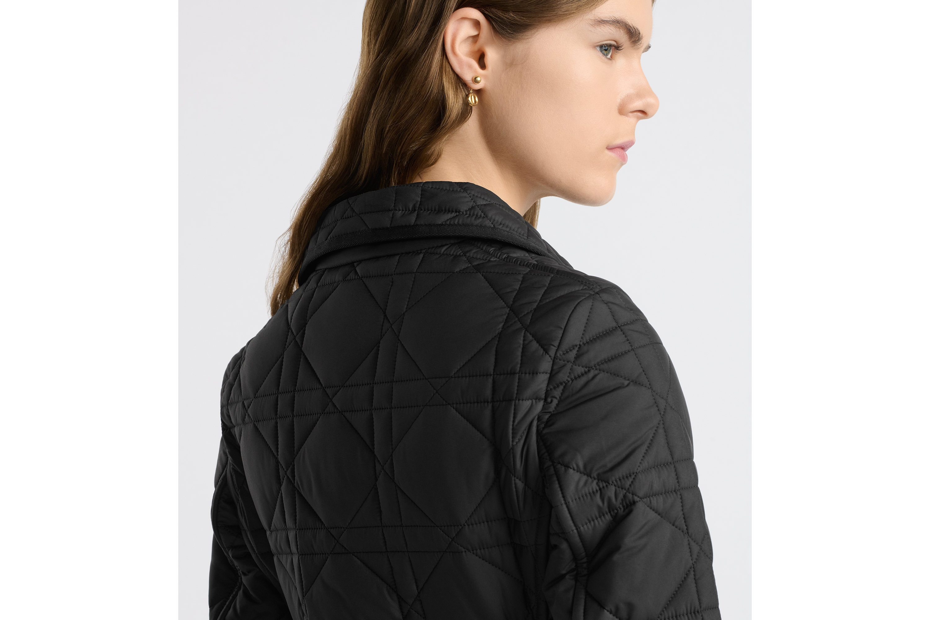 Look Macrocannage Bar Jacket Black Quilted Technical Taffeta E06