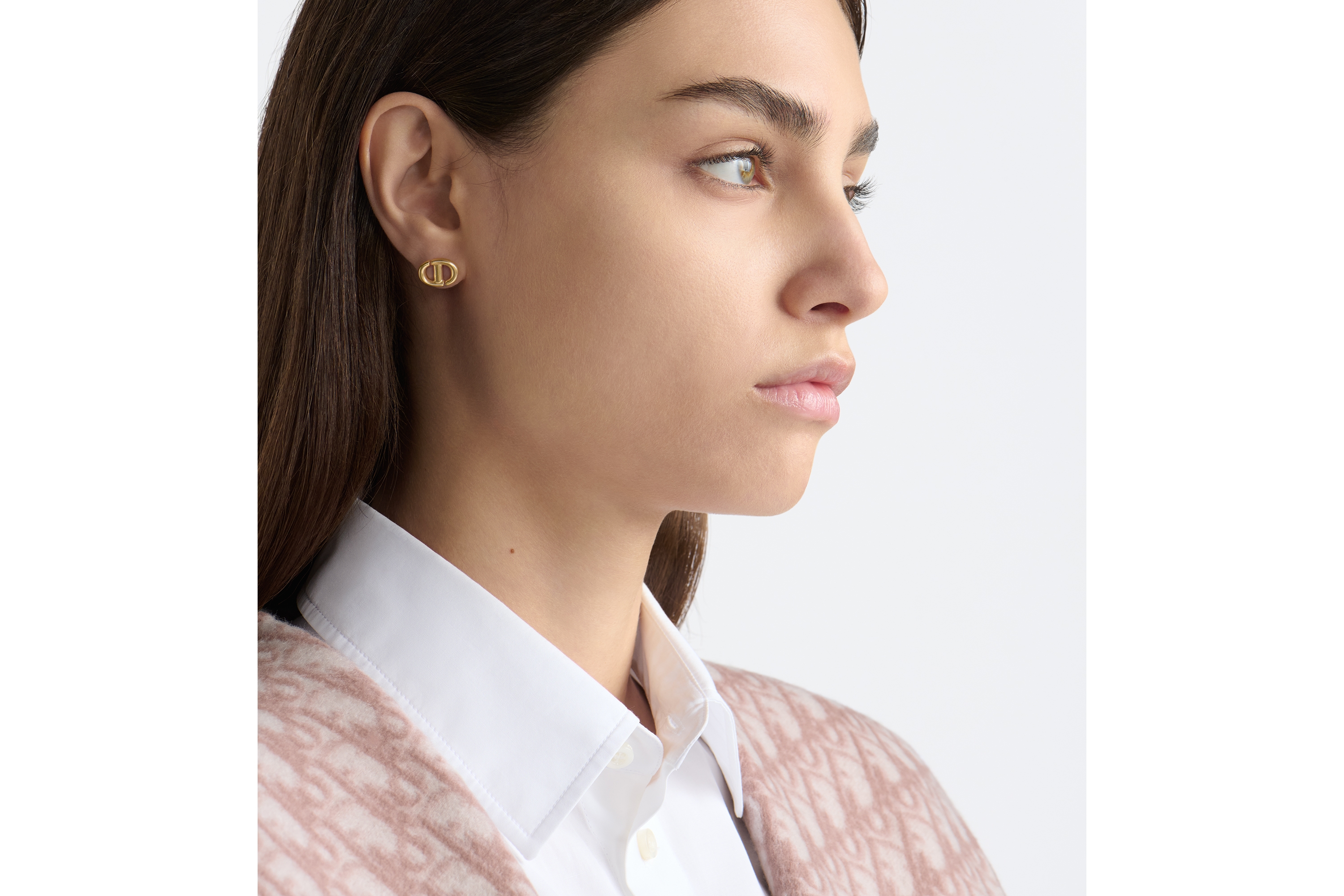 Look CD Navy Stud Earrings Gold-Finish Metal E08