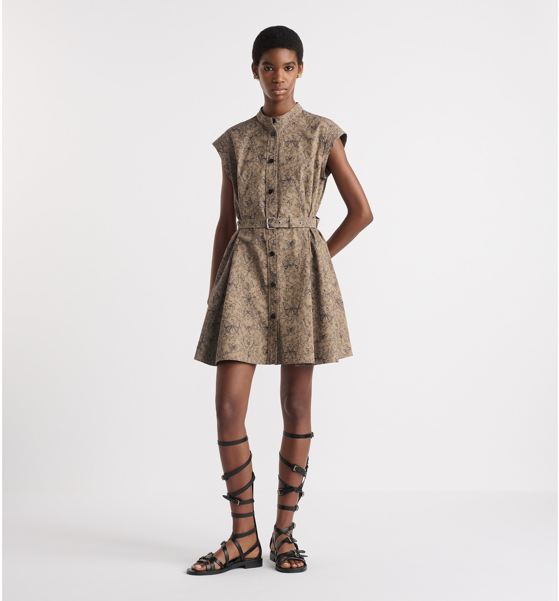 aria_look Short Belted Shirtdress Front view