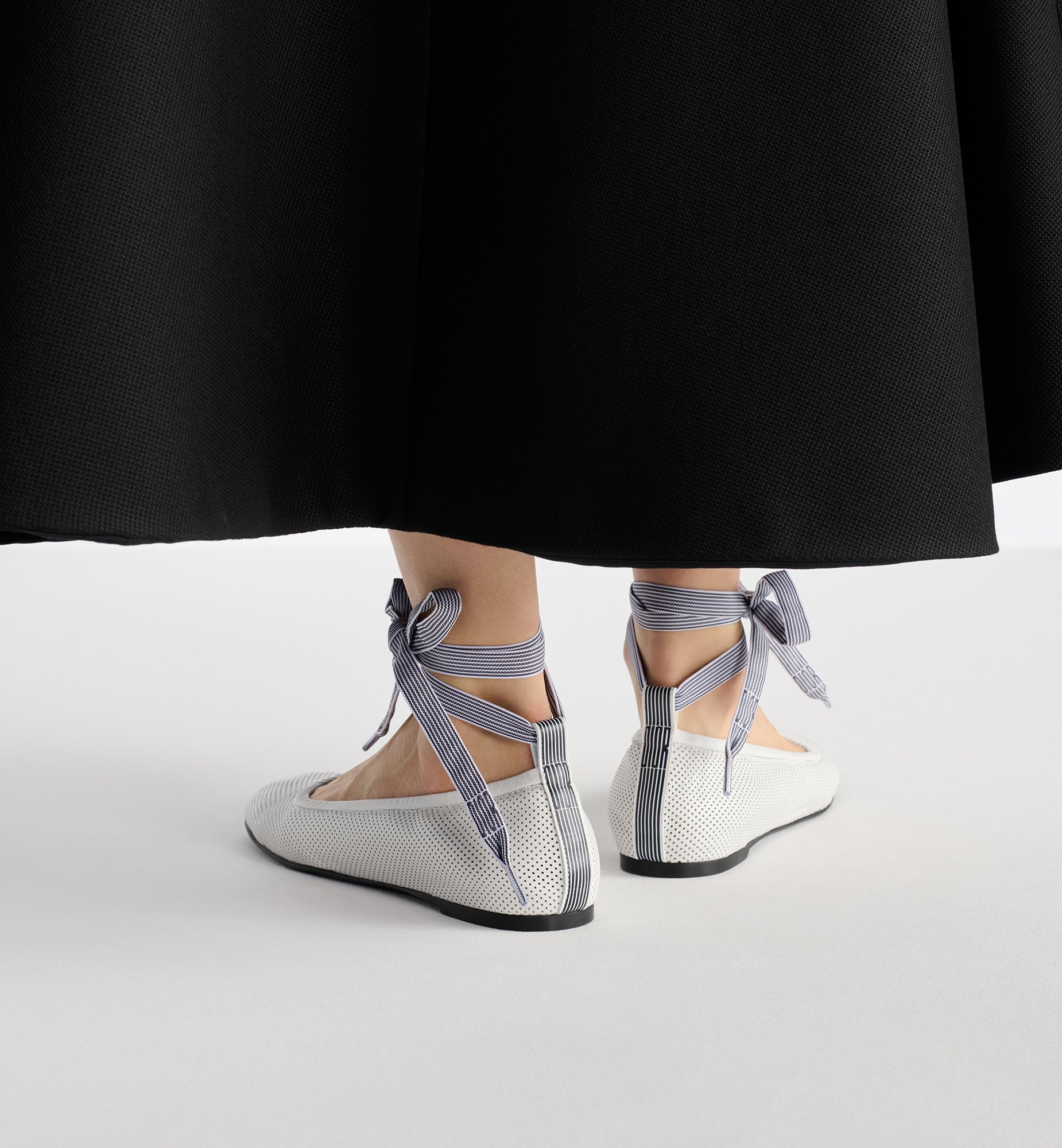 D-Journey Lace-Up Ballet Flat White Perforated Supple D-Journey Lace-Up Ballet Flat White Perforated Supple