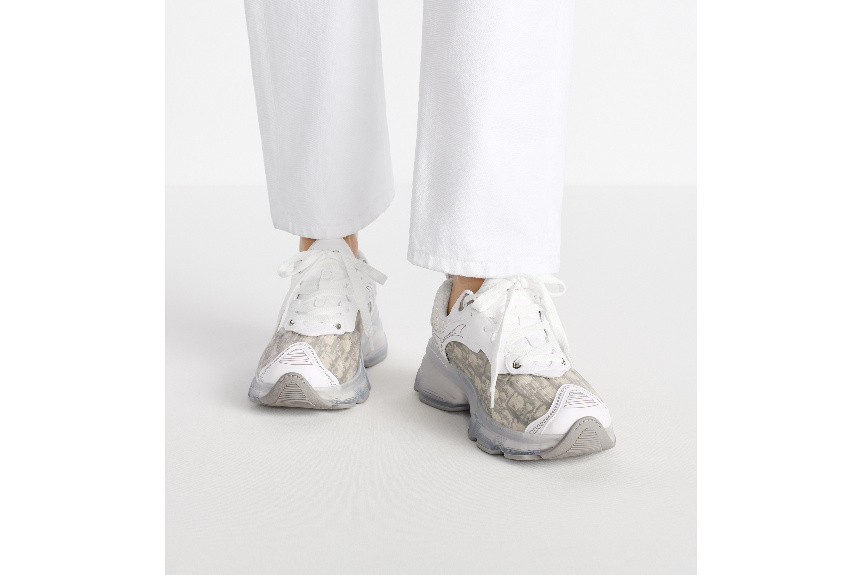 Look Dior Vibe Sneaker Gray Dior Oblique Technical Fabric and Transparent Rubber E14