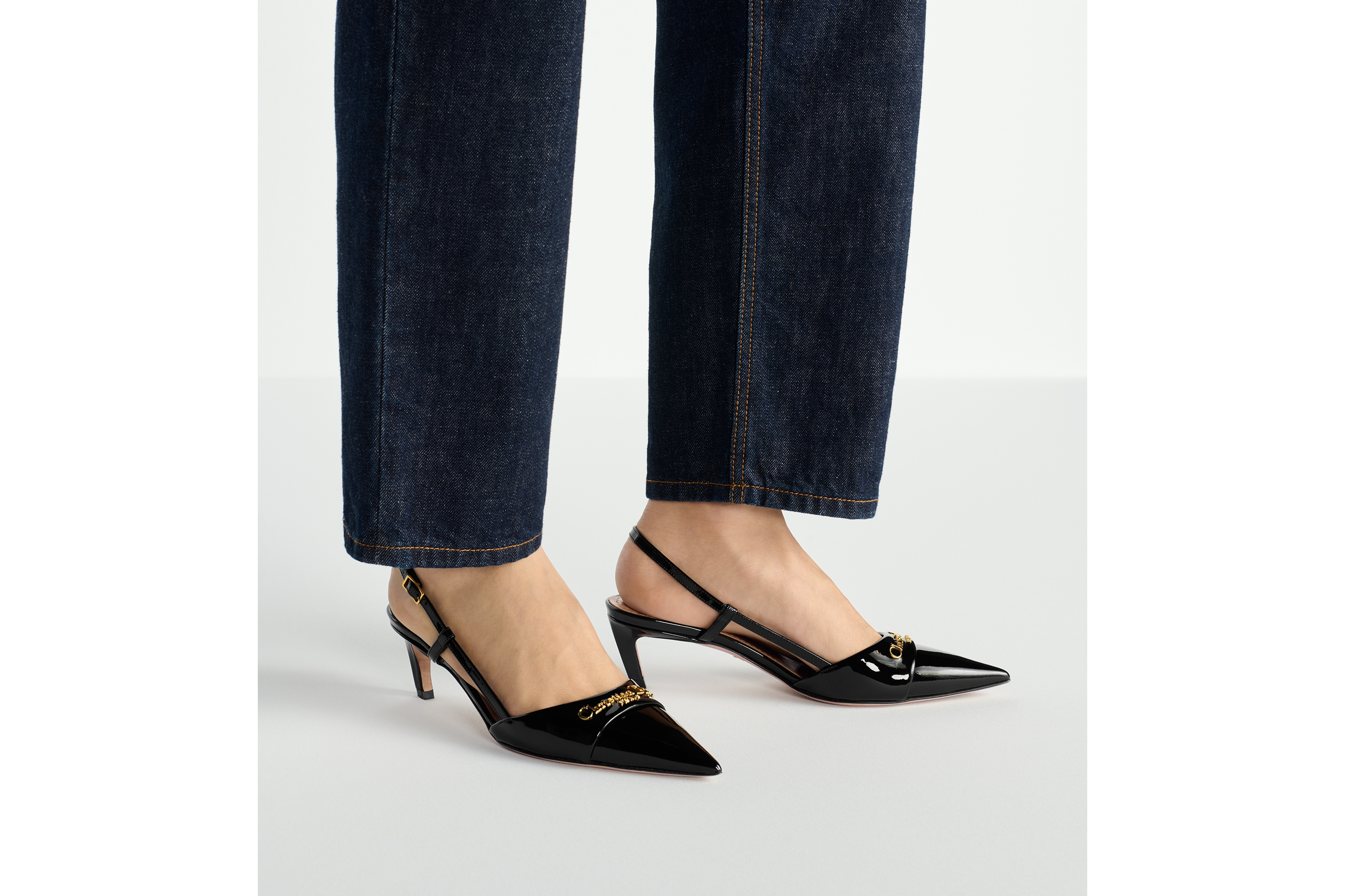 Look Escarpin slingback My Dior Cuir de veau verni noir E15