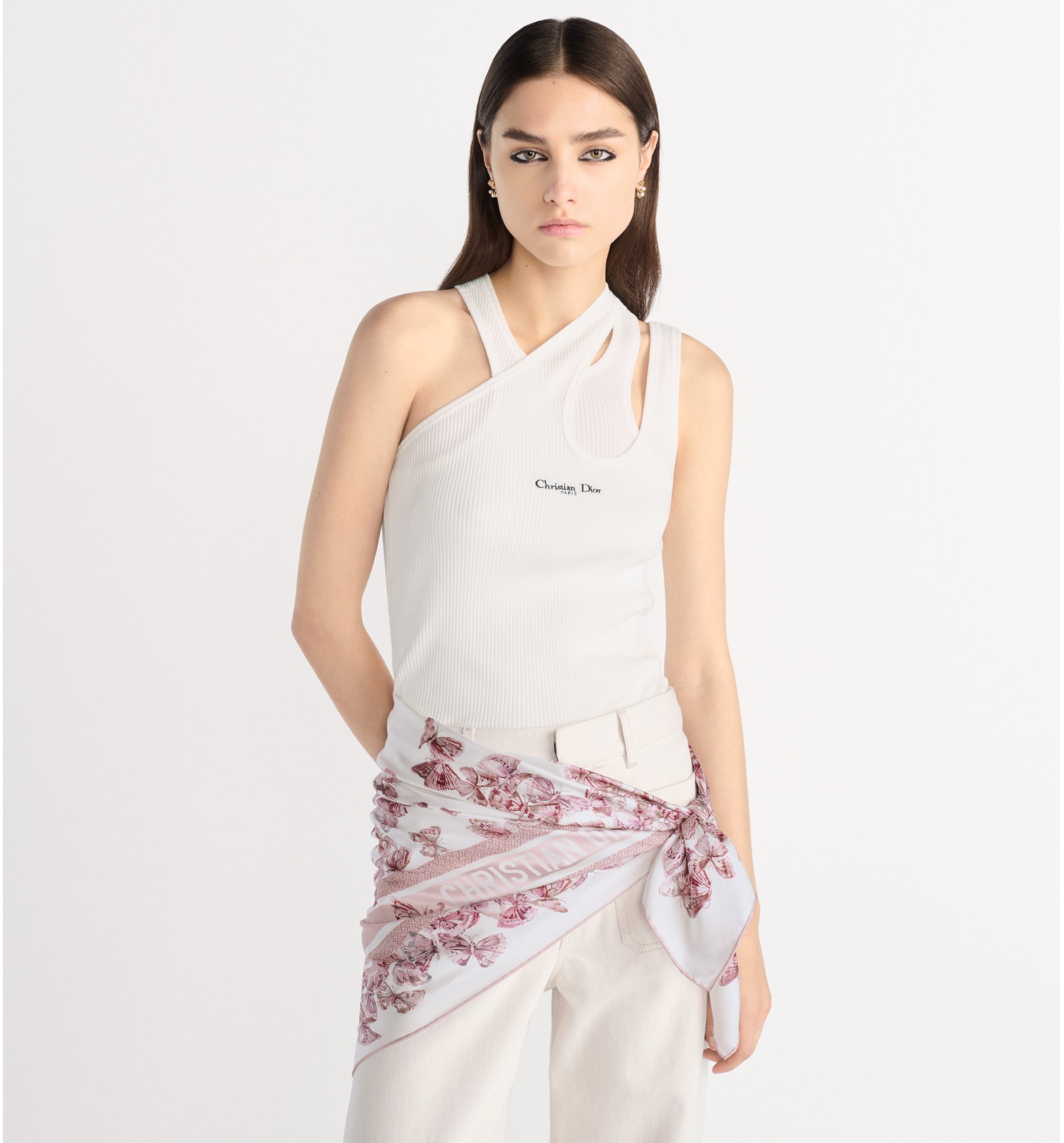 aria_look Dior Camo Papillon 90 Square Scarf Three quarter opened view