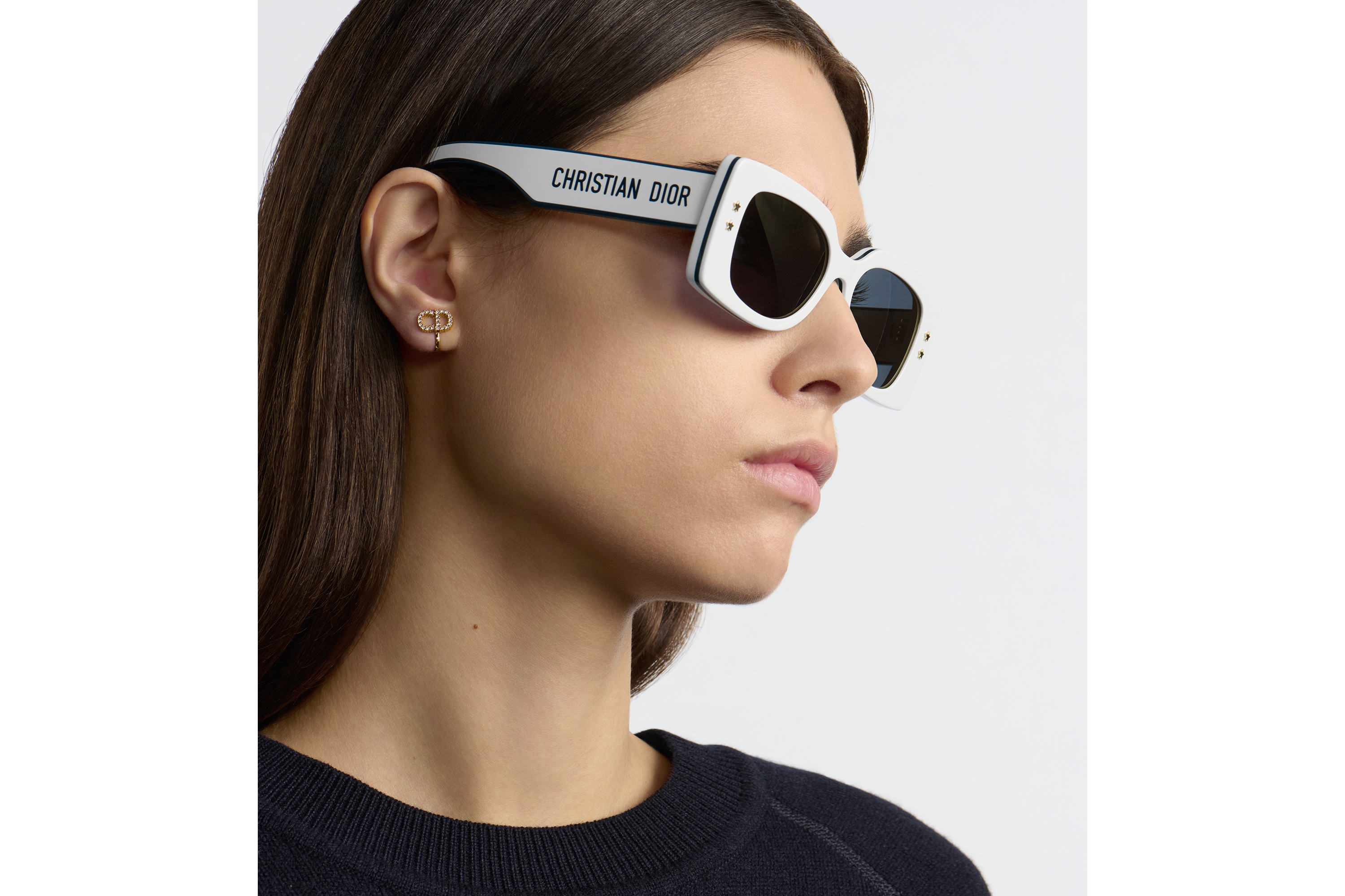 DiorPacific S1U แว่นกันแดดทรงสี่เหลี่ยมสีขาว E08