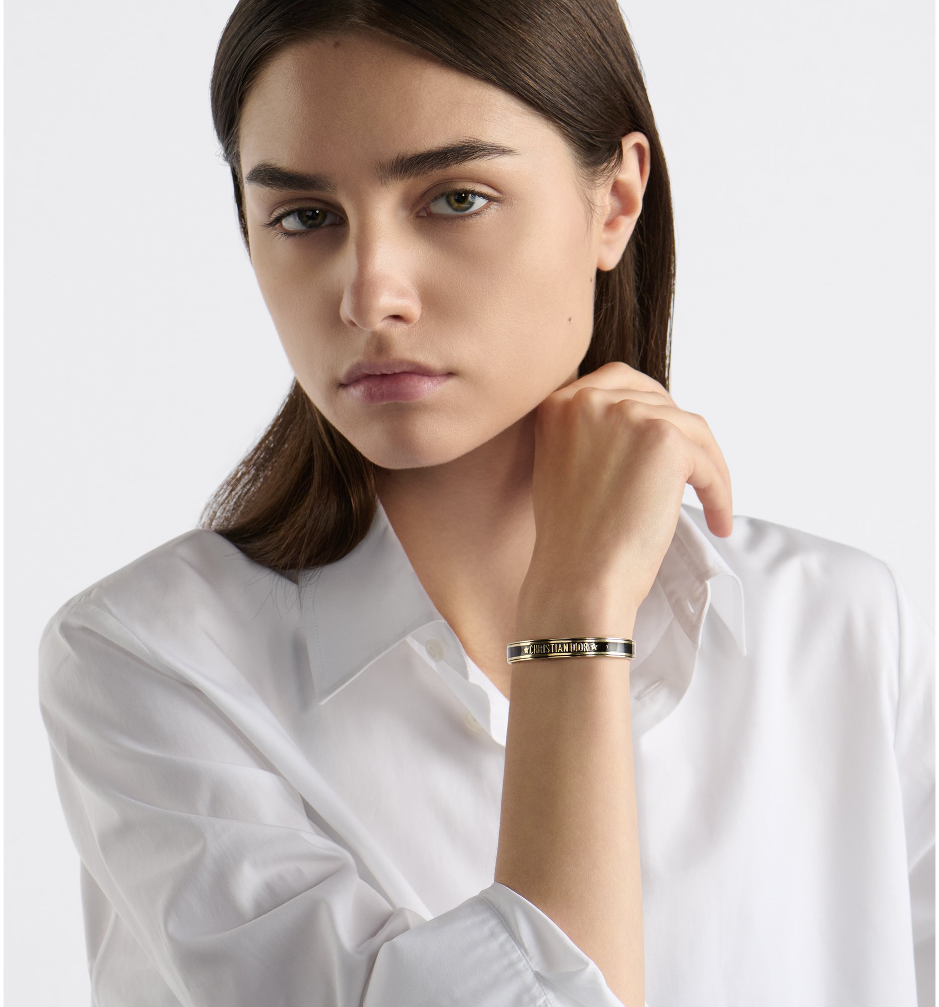 CODE BANGLE GOLD-FINISH METAL AND LACQUER WOMEN