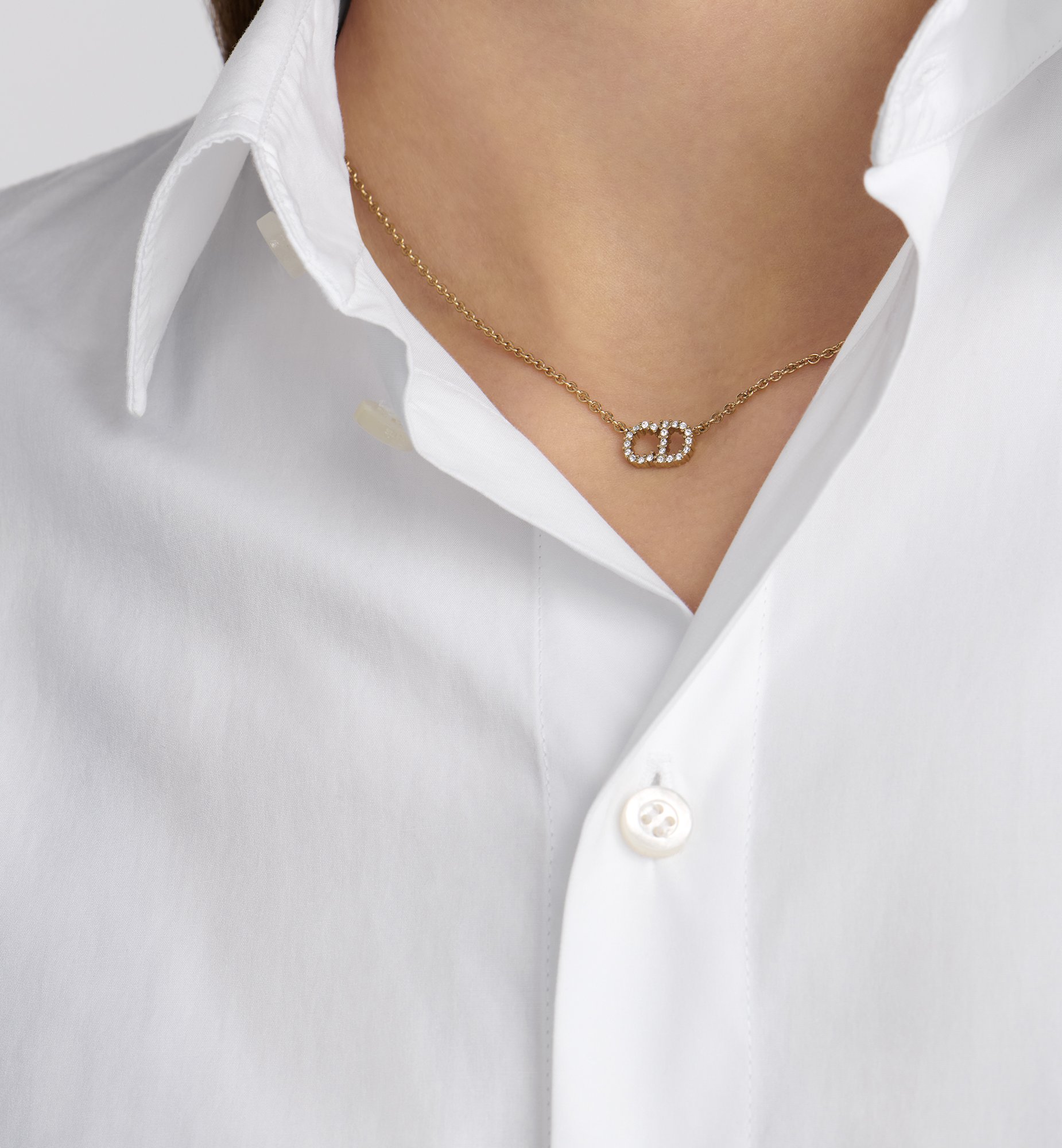 Clair D Lune Necklace Gold-Finish Metal and White Crystals Clair D Lune Necklace Gold-Finish Metal and White Crystals