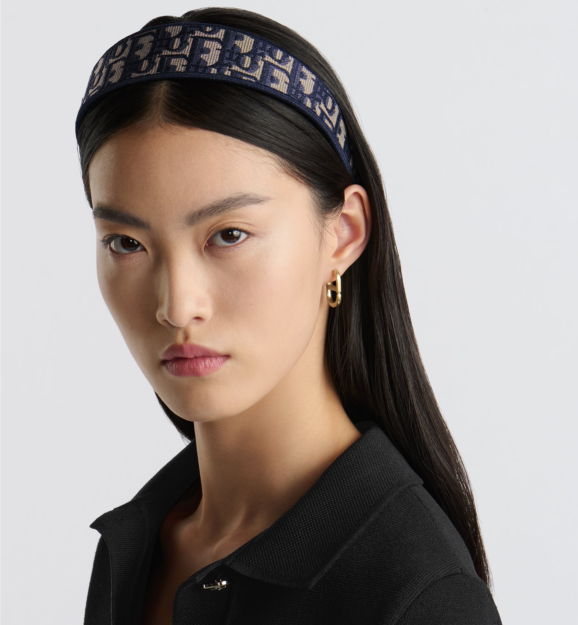 Dior Oblique Dior Band Headband Navy Blue Embroidery DIOR Dior Oblique Dior Band Headband Navy Blue Embroidery DIOR