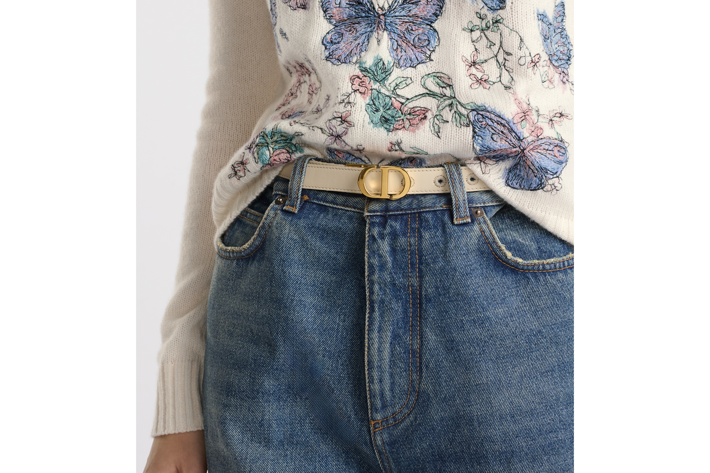 Ceinture Tissu Fille - Motif Oiseaux, Style Preppy Golf - Rose/blanc/vert - Occasion