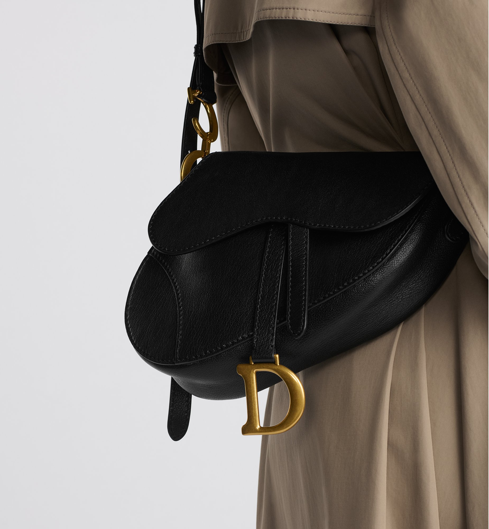 Medium Soft Saddle Bag with Strap Black Goatskin | DIOR Medium Soft Saddle Bag with Strap Black Goatskin | DIOR