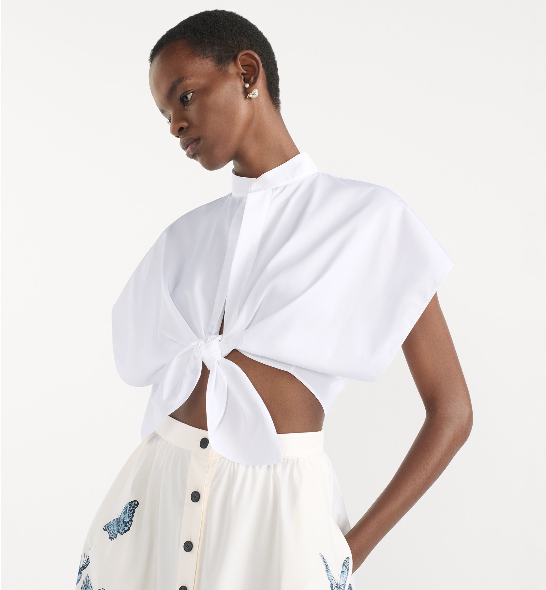 Dioriviera Mid-Length Flared Skirt White and Blue Toile de Dioriviera Mid-Length Flared Skirt White and Blue Toile de